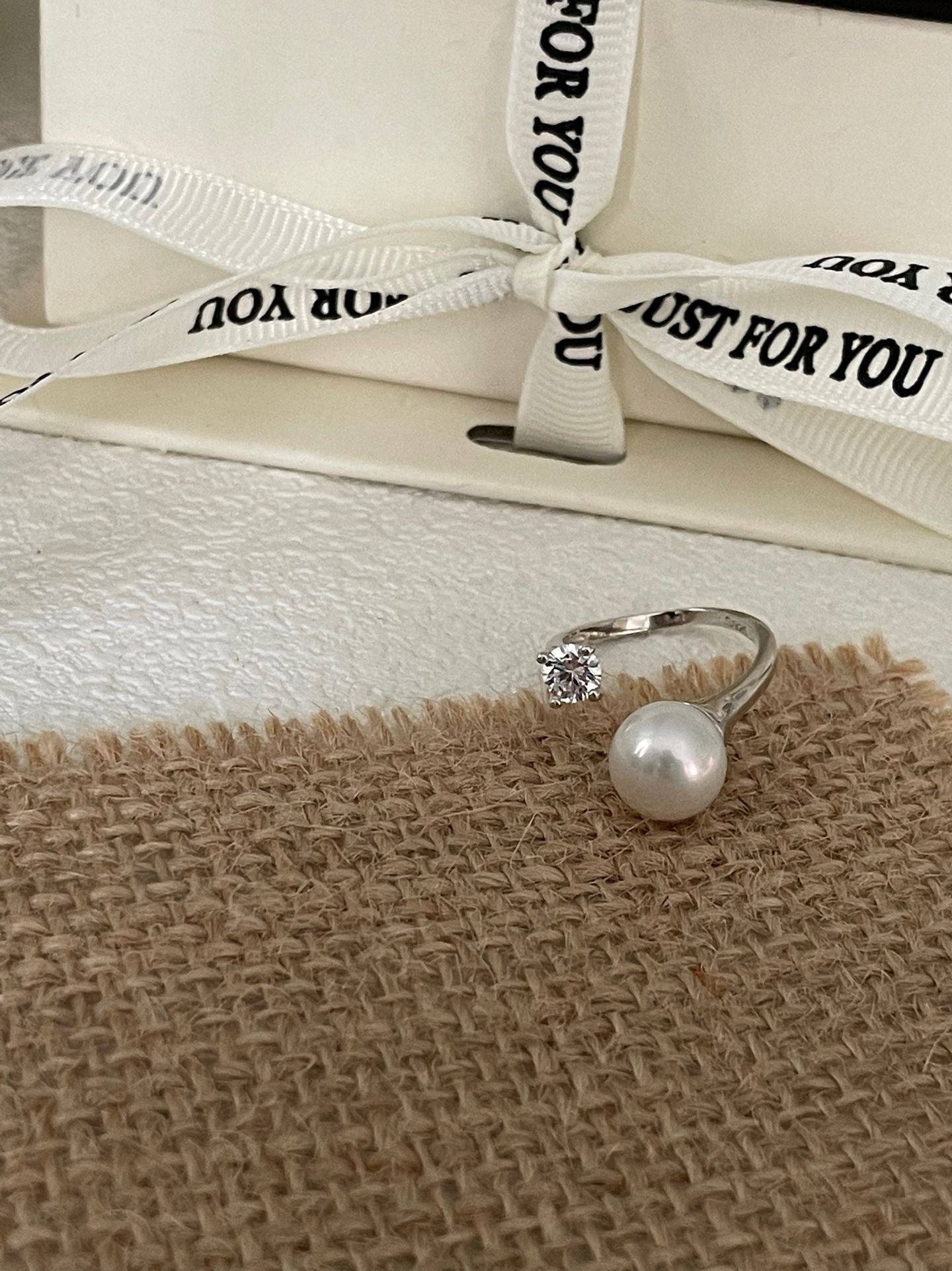 Pearl Crystal Open Ring