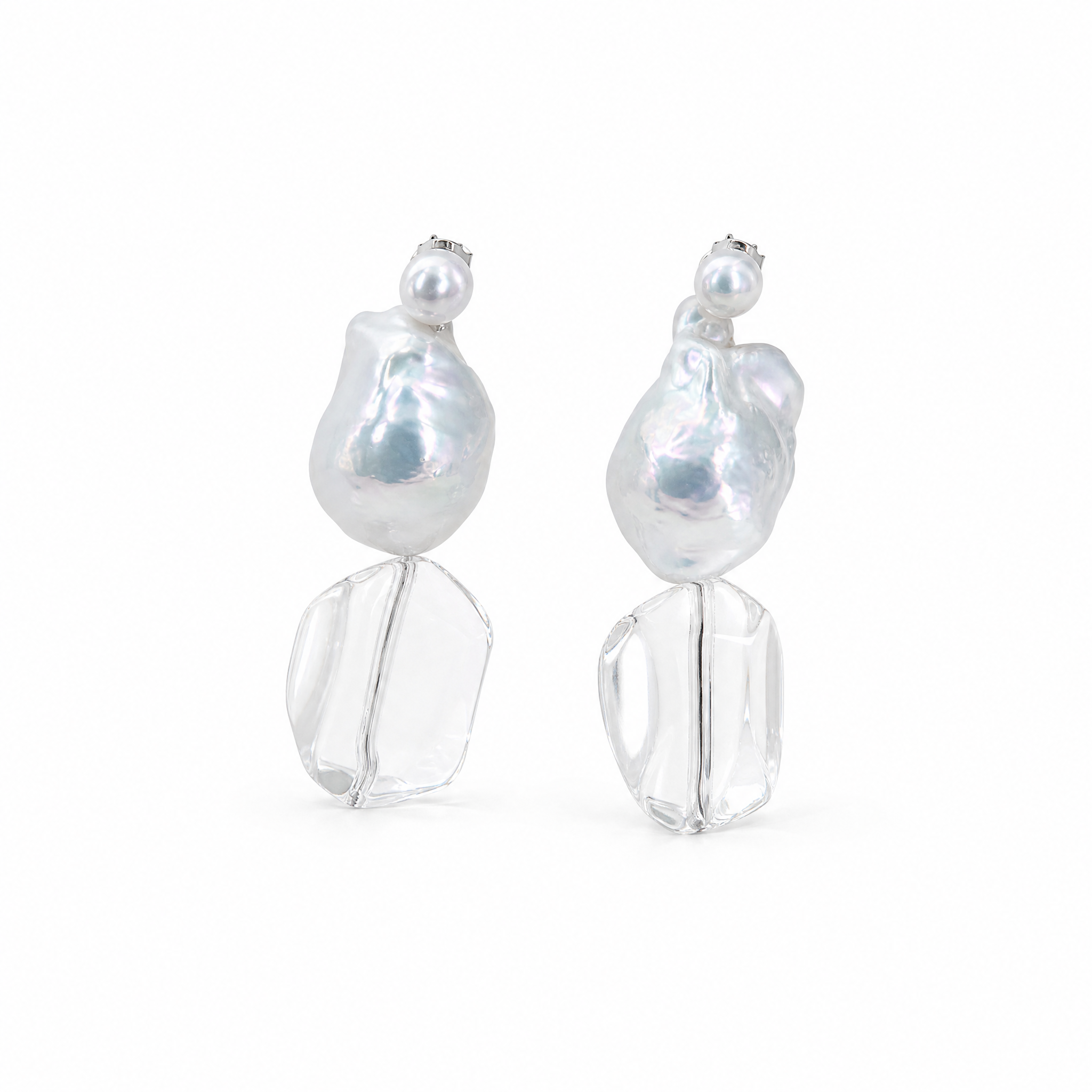 Boucles d'oreilles en cristal avec perles baroques Moonlight
