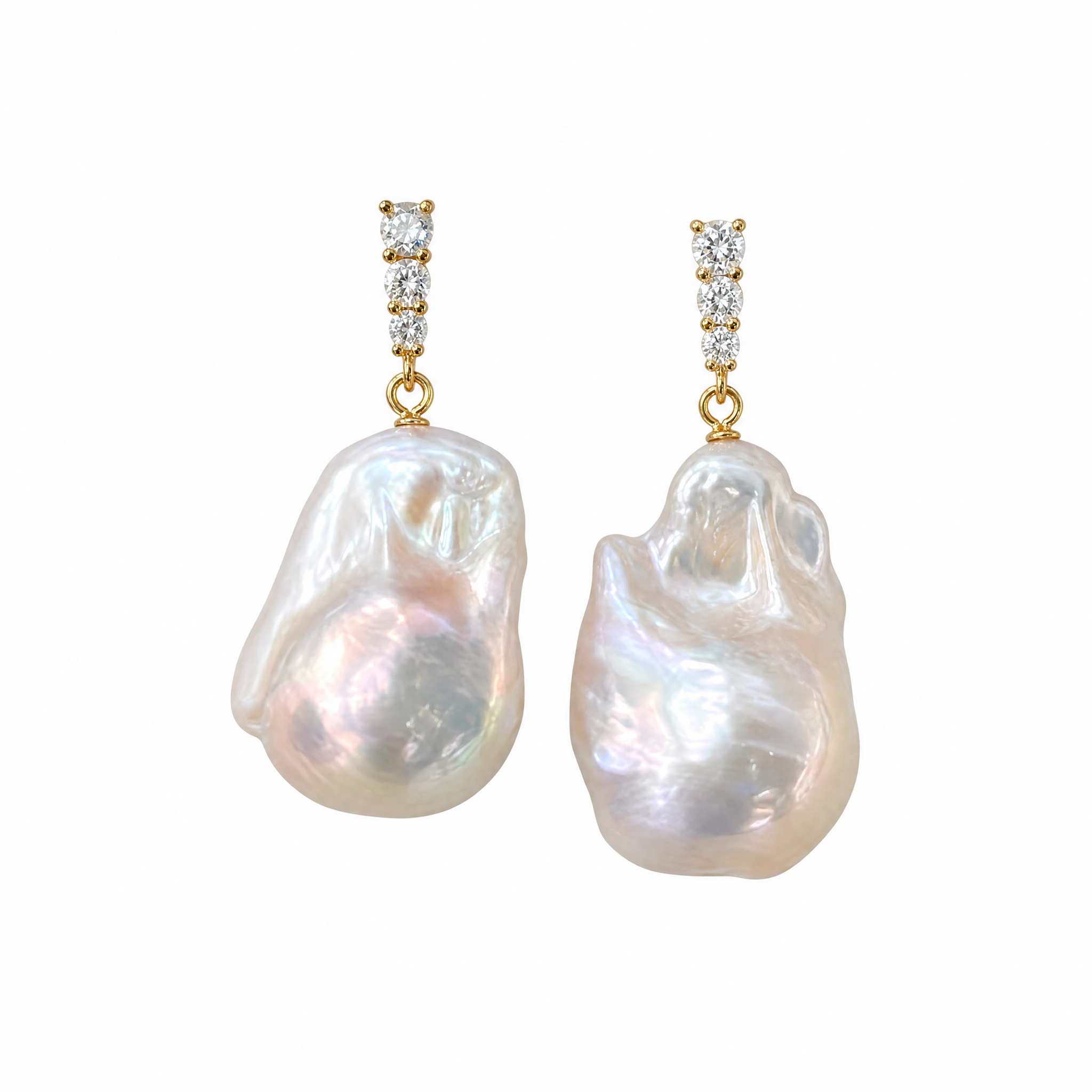 Boucles d'oreilles pendantes Rosalie en perles baroques