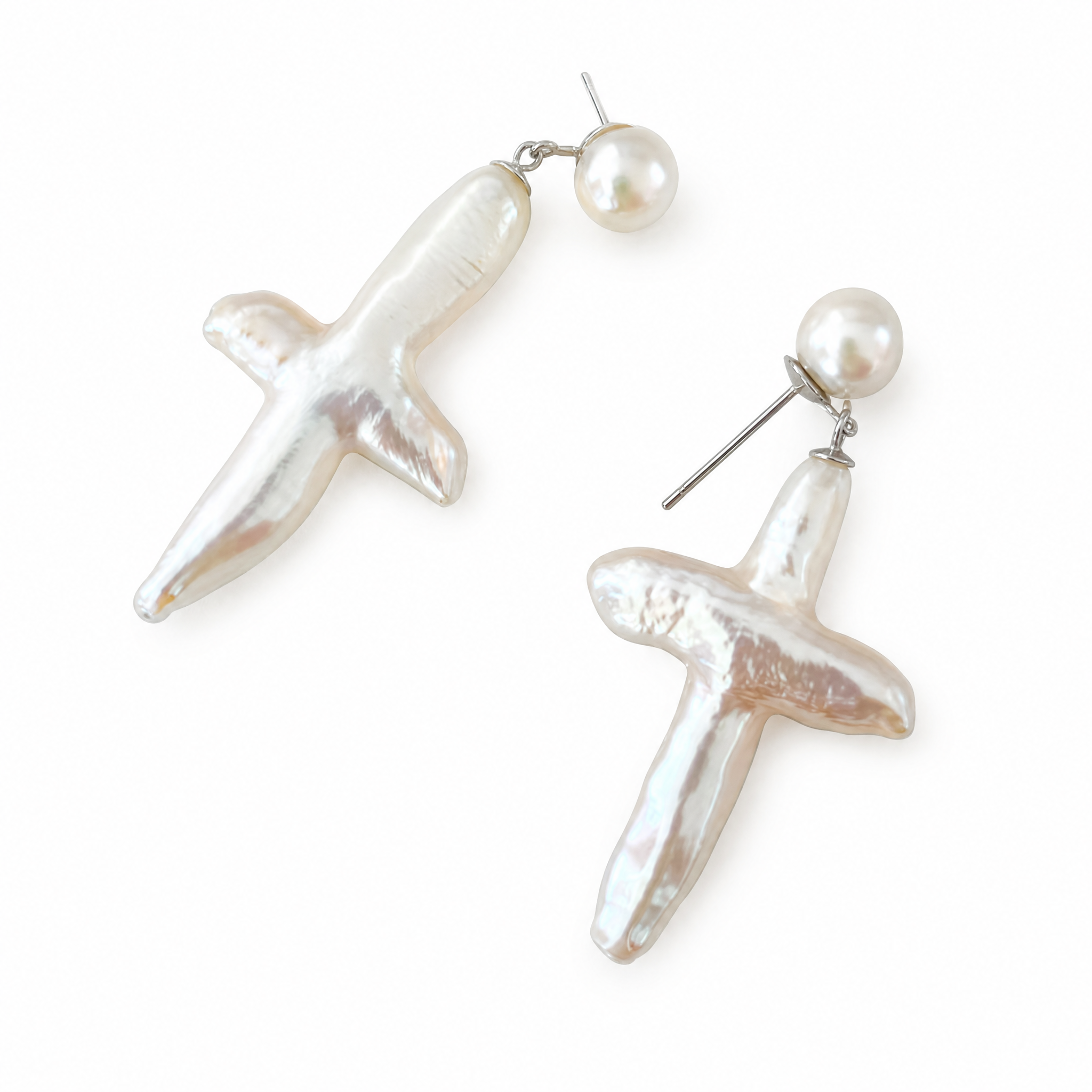 Boucles d'oreilles pendantes croix en perles