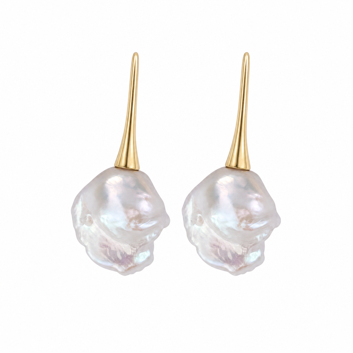 Boucles d'oreilles pendantes baroques sculpturales en perles