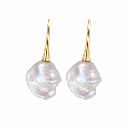 Sculptural Baroque Pearl Drop Earrings