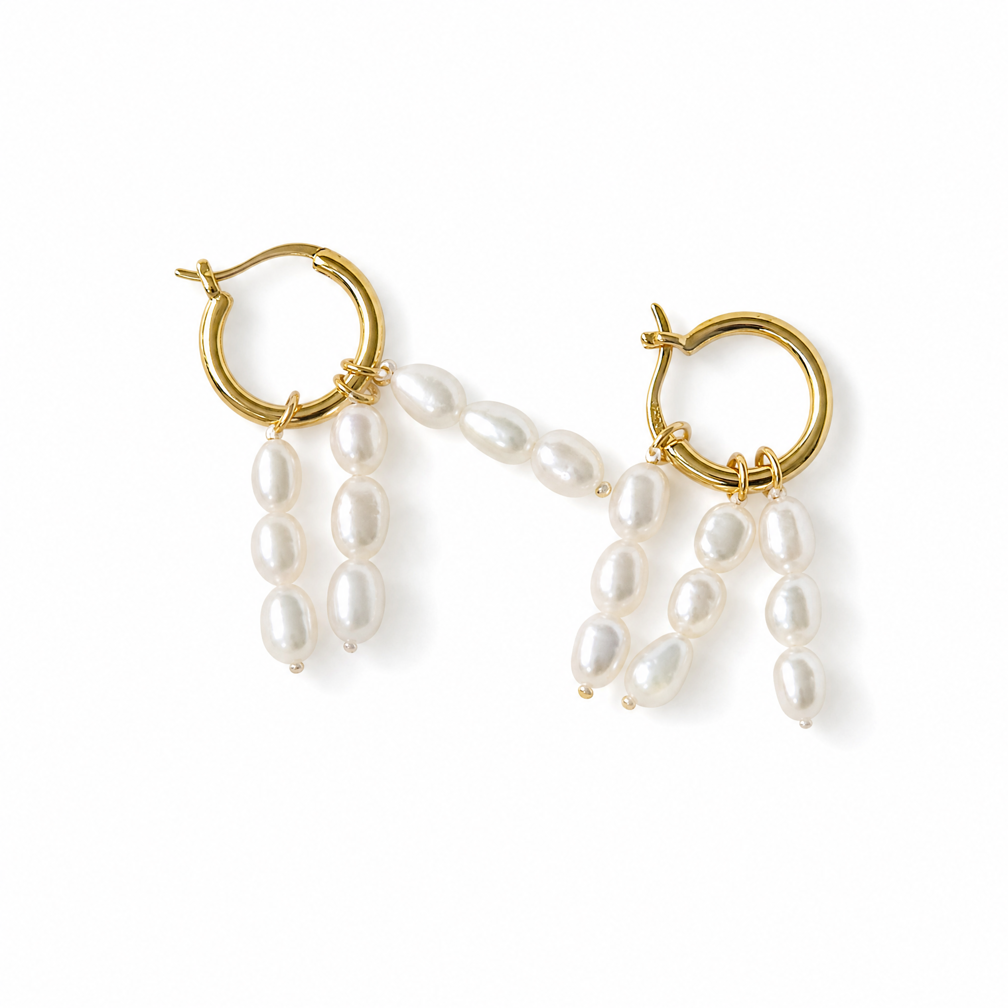 Boucles d'oreilles créoles Pearl Cascade