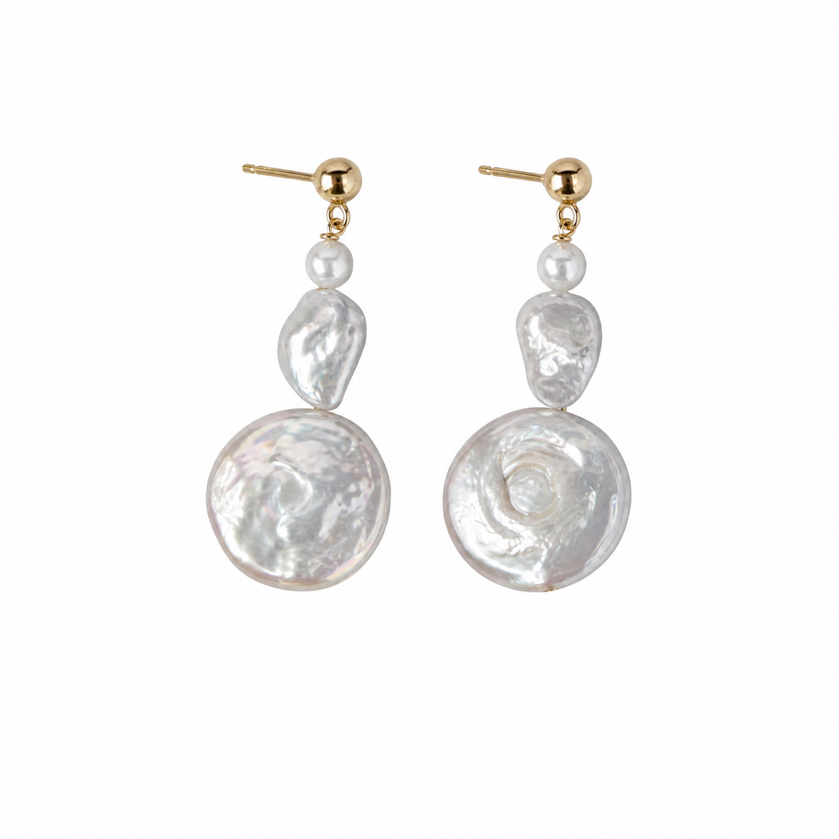 Boucles d'oreilles pendantes en perles baroques "Clair de lune"