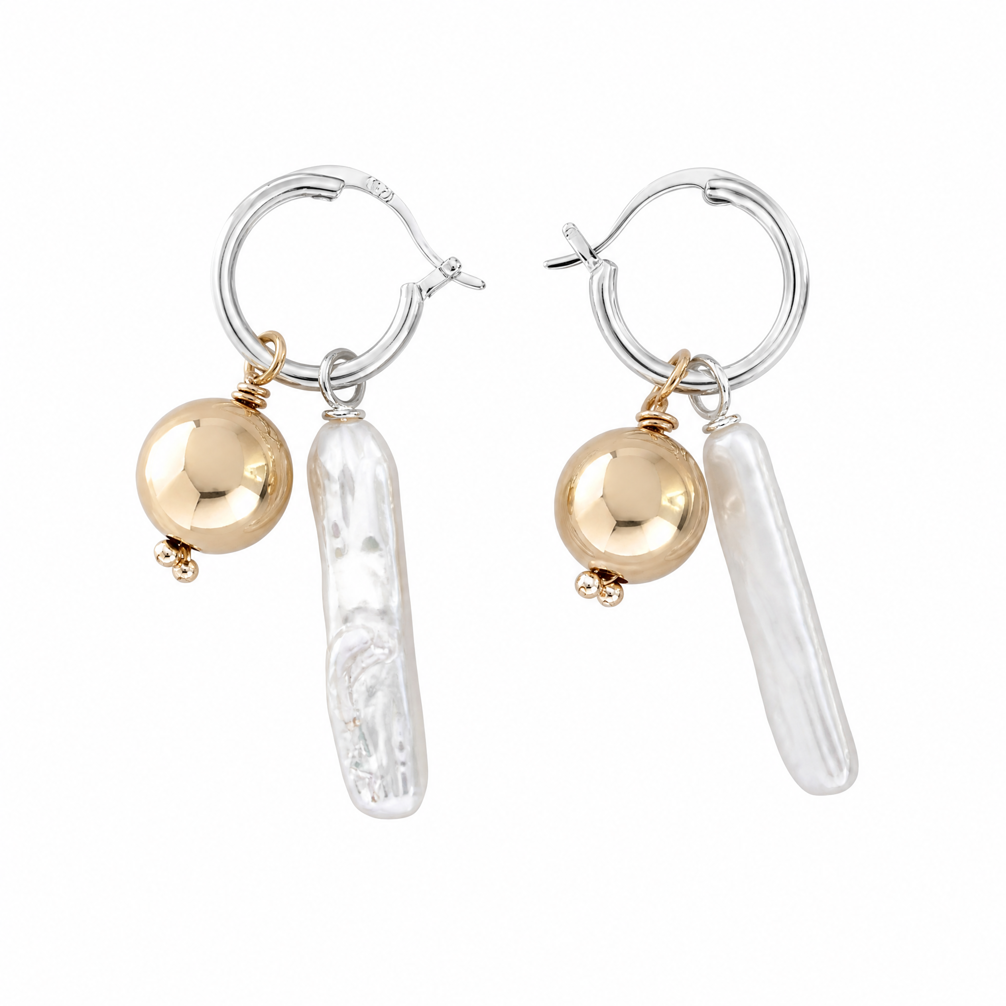 Golden Orb Baroque Pearl Earrings