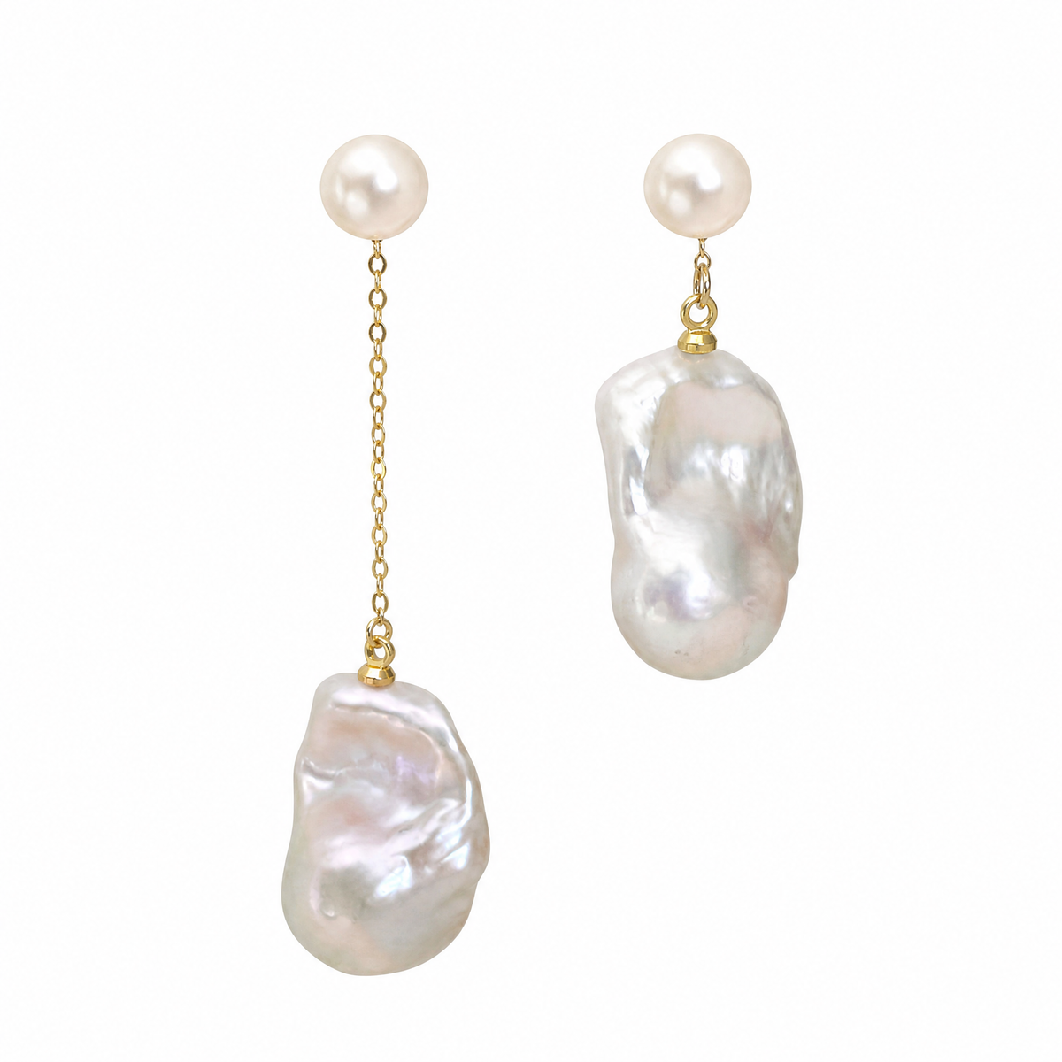 Boucles d'oreilles asymétriques Lune en perles baroques