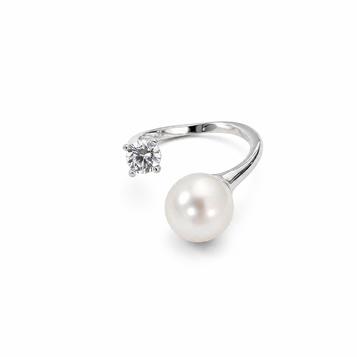 Pearl Crystal Open Ring