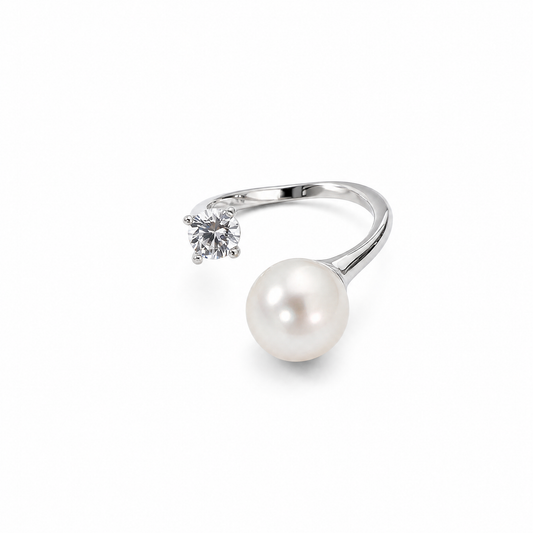Pearl Crystal Open Ring