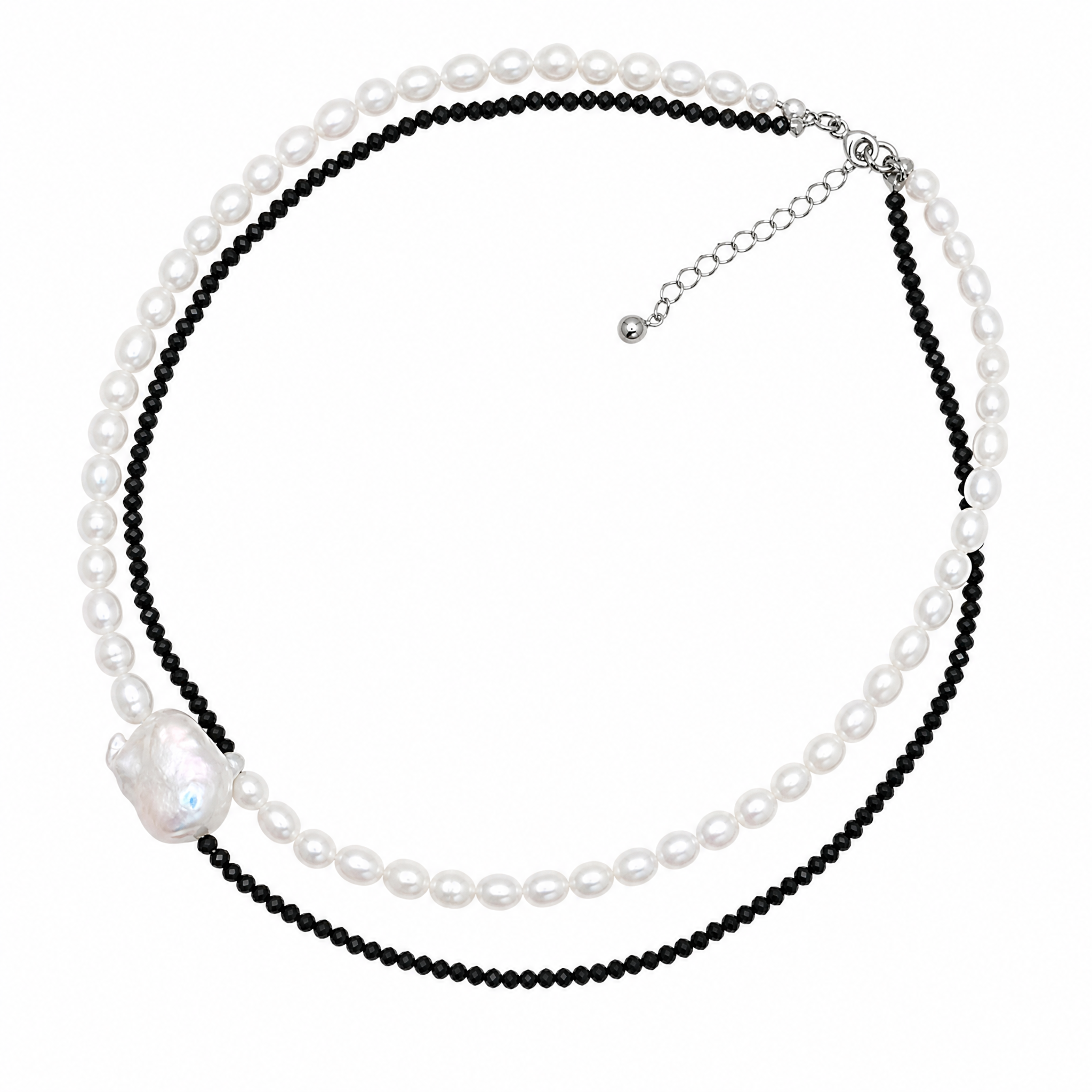 Noir Balance Double-Layer Pearl Necklace