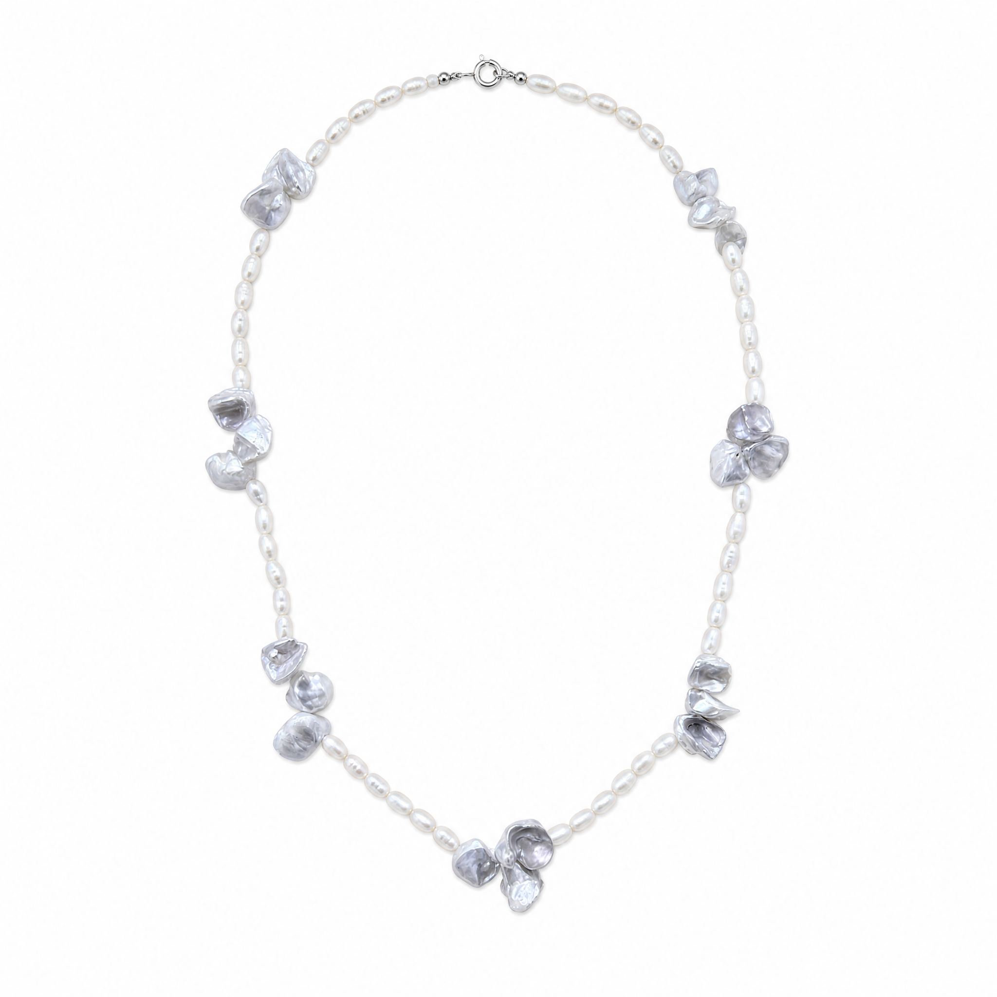 Silver Petal Baroque Necklace