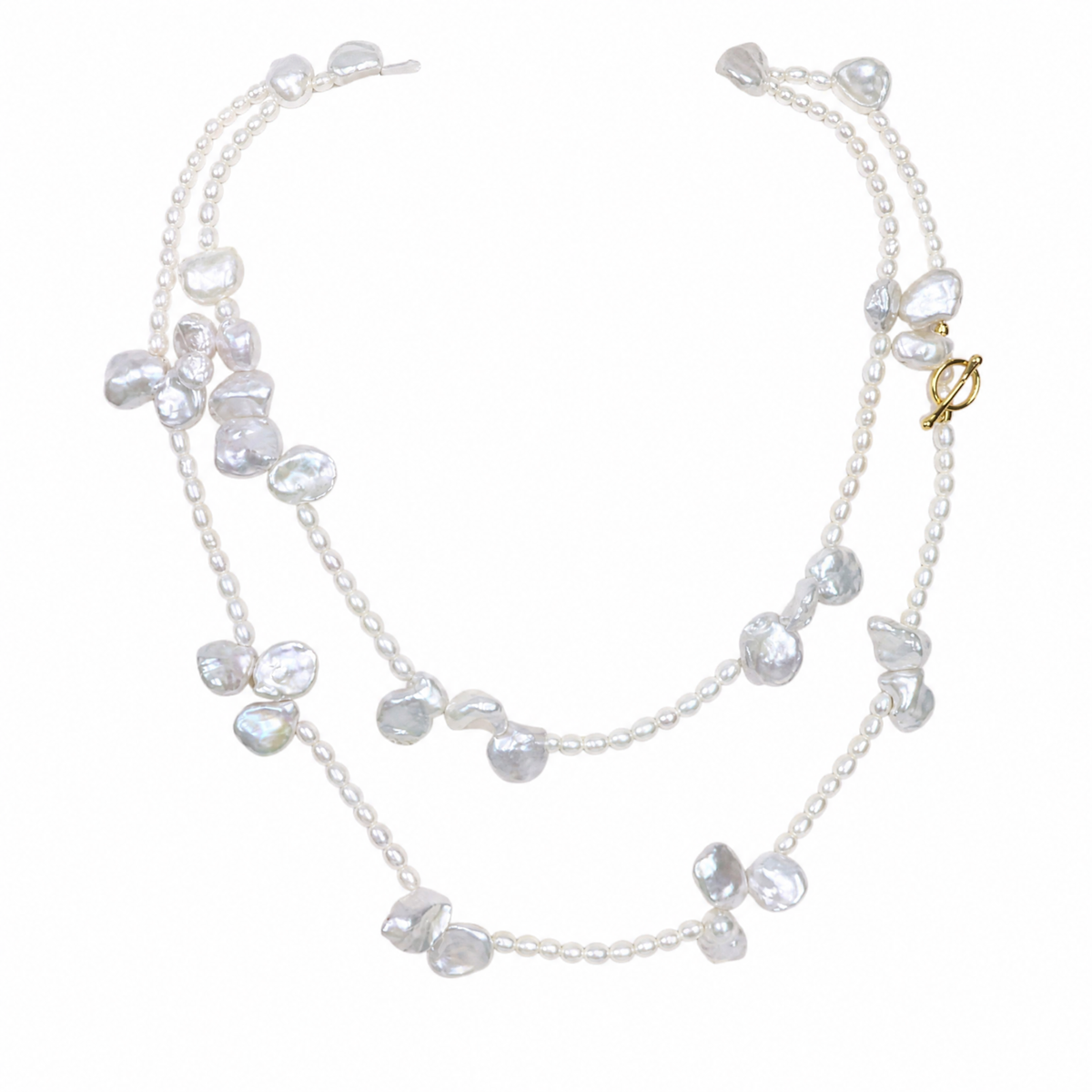 Drifted Petal Long Pearl Necklace