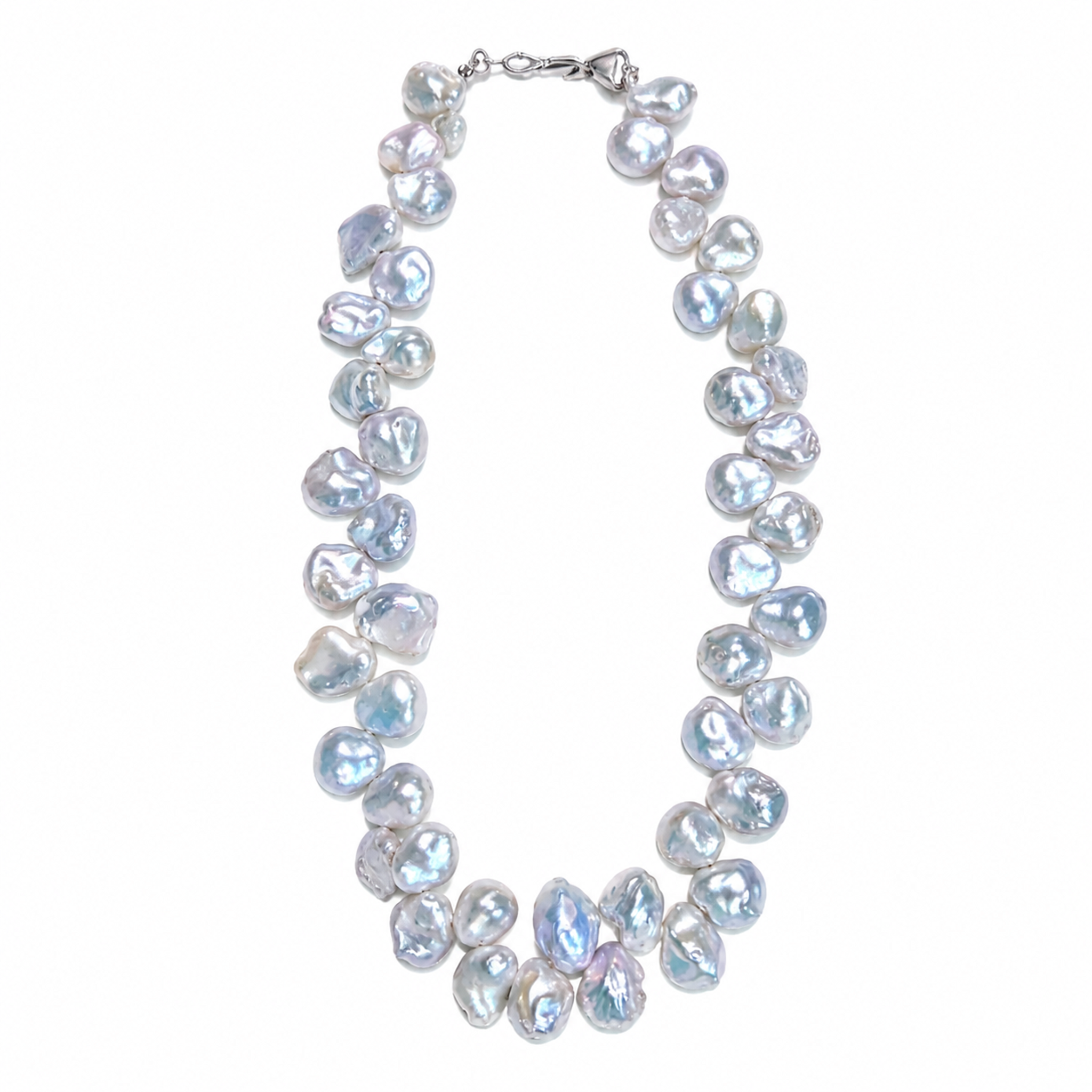 Silver Aurora Petal Pearl Necklace