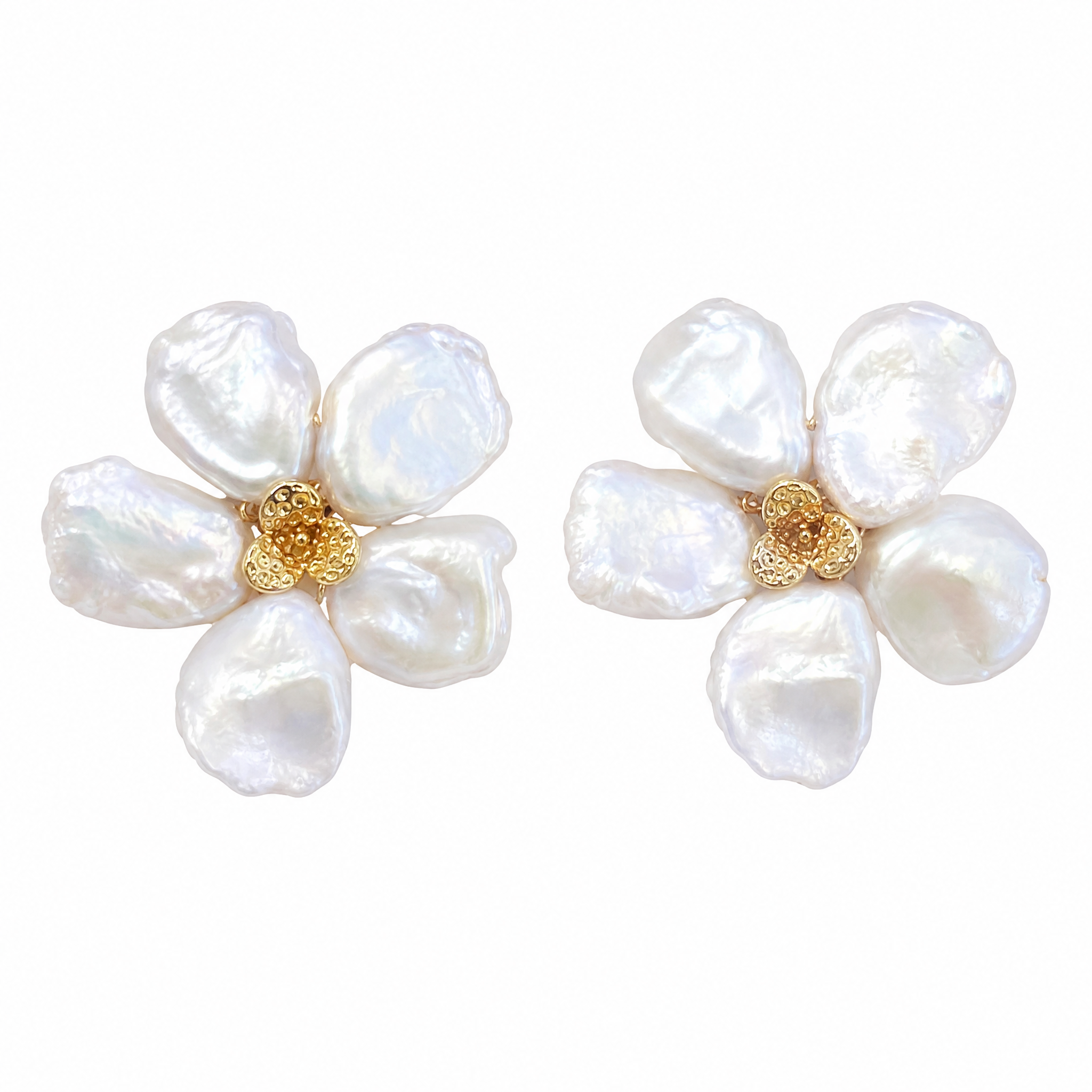 Fleur Keshi Pearl Stud Earrings