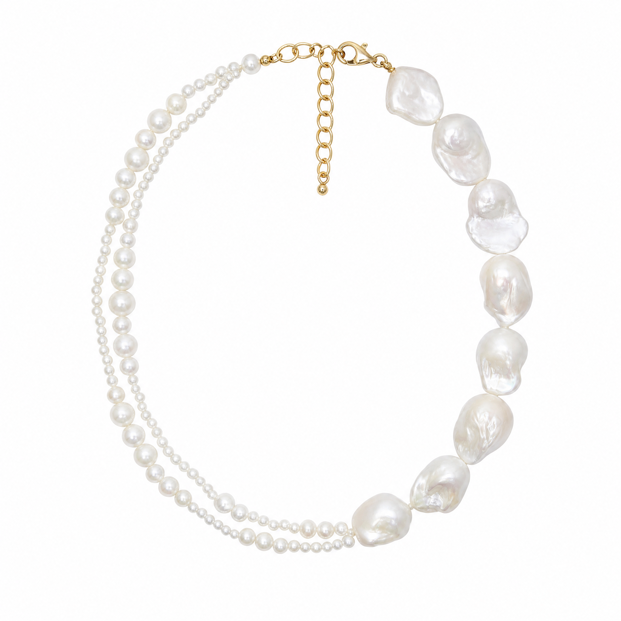 Collier Étoile à Perles Baroques Superposées