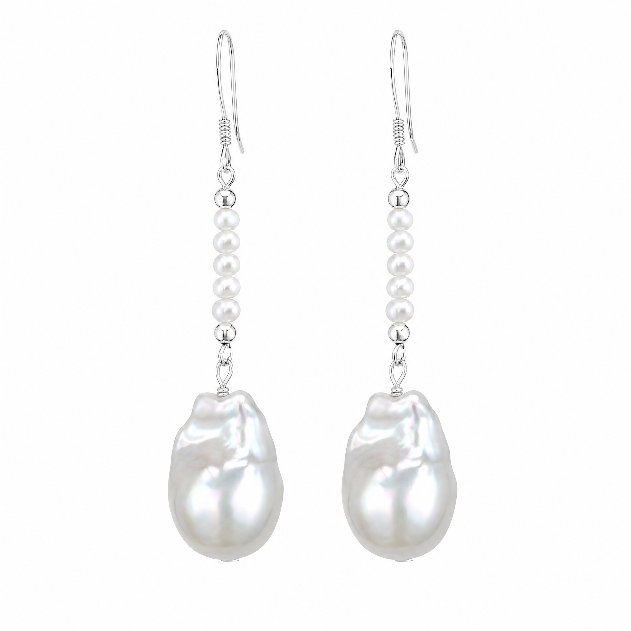 Pearl Line Baroque Drop Earrings