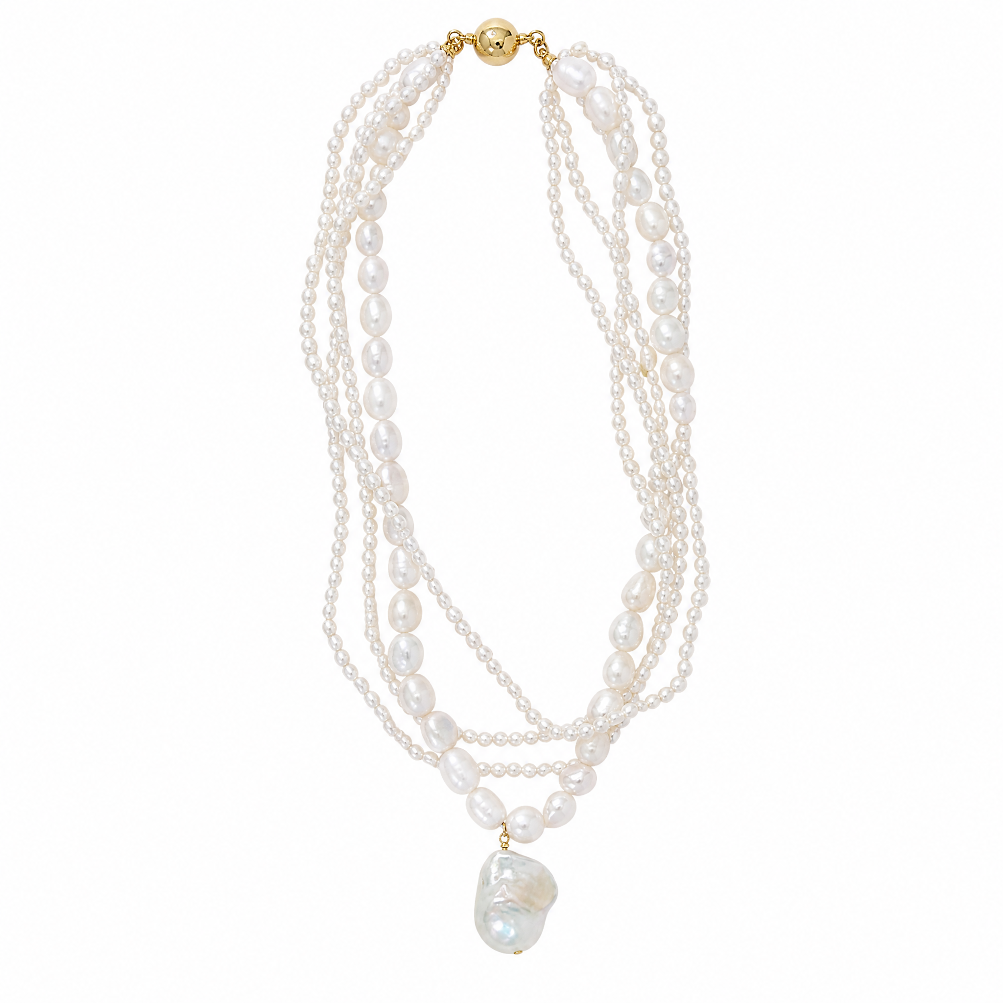 Luminous Cascade Layered Pearl Necklace