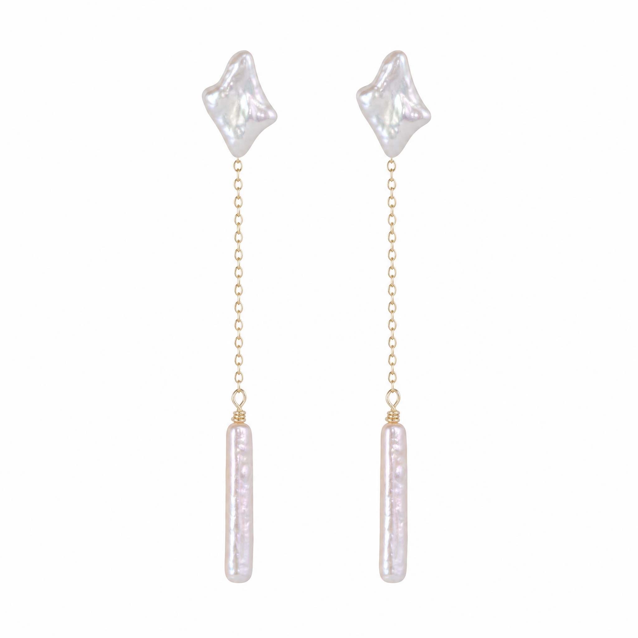 Silver Reed Baroque Pearl Drop Earrings