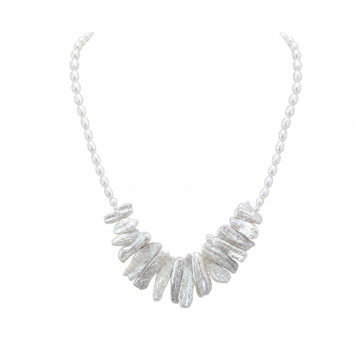 Silver Fracture Baroque Pearl Necklace