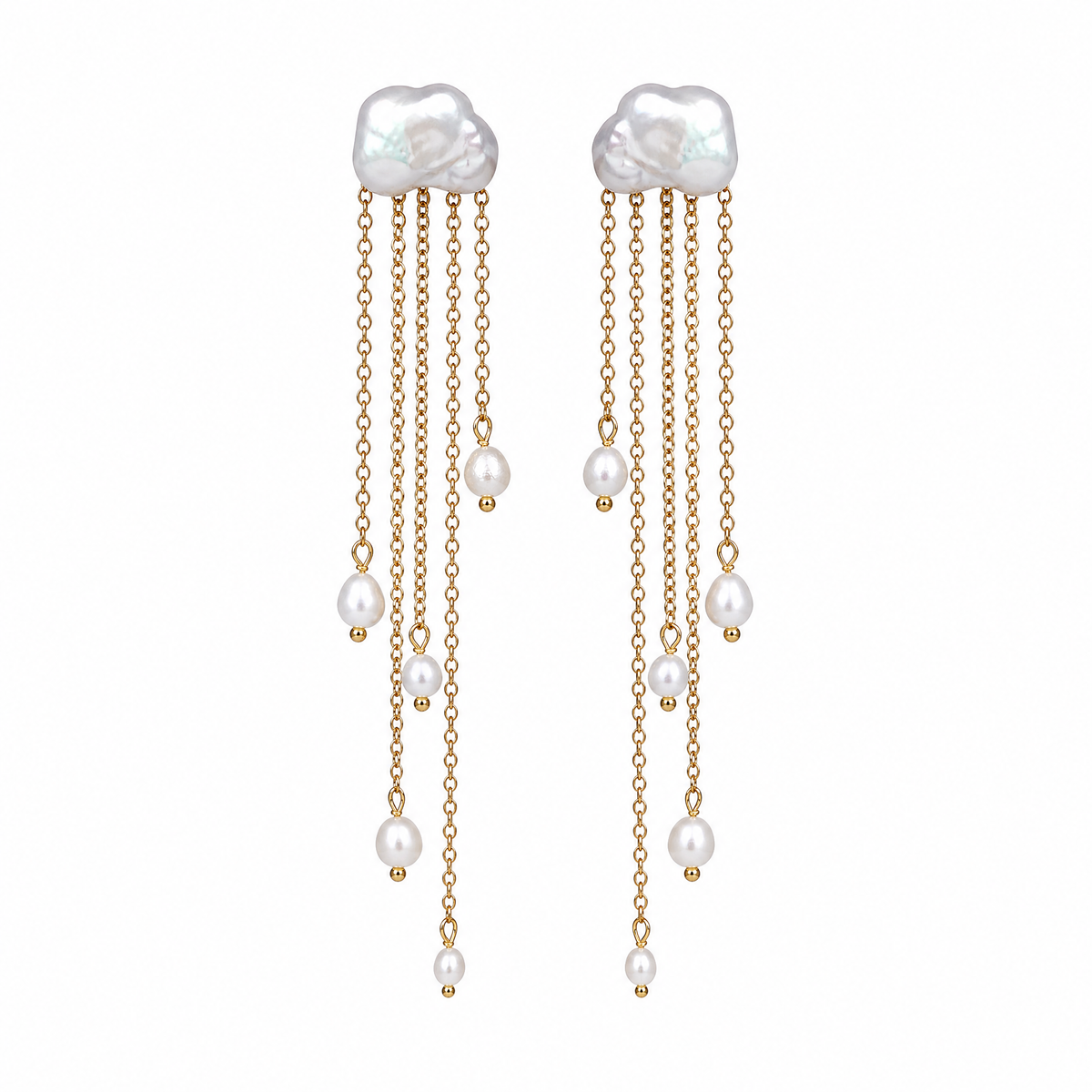 Golden Rain Baroque Pearl Earrings