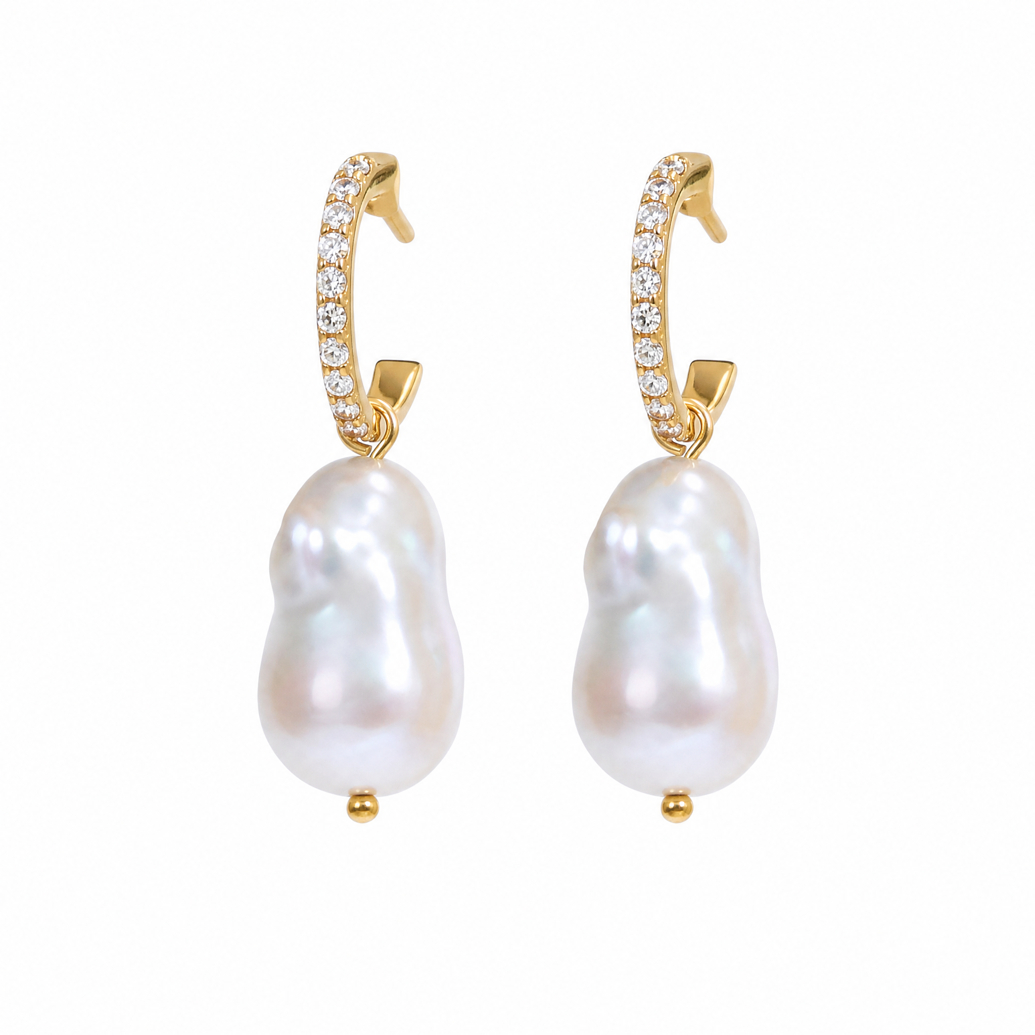 Arc Light Baroque Pearl Hoop Earrings
