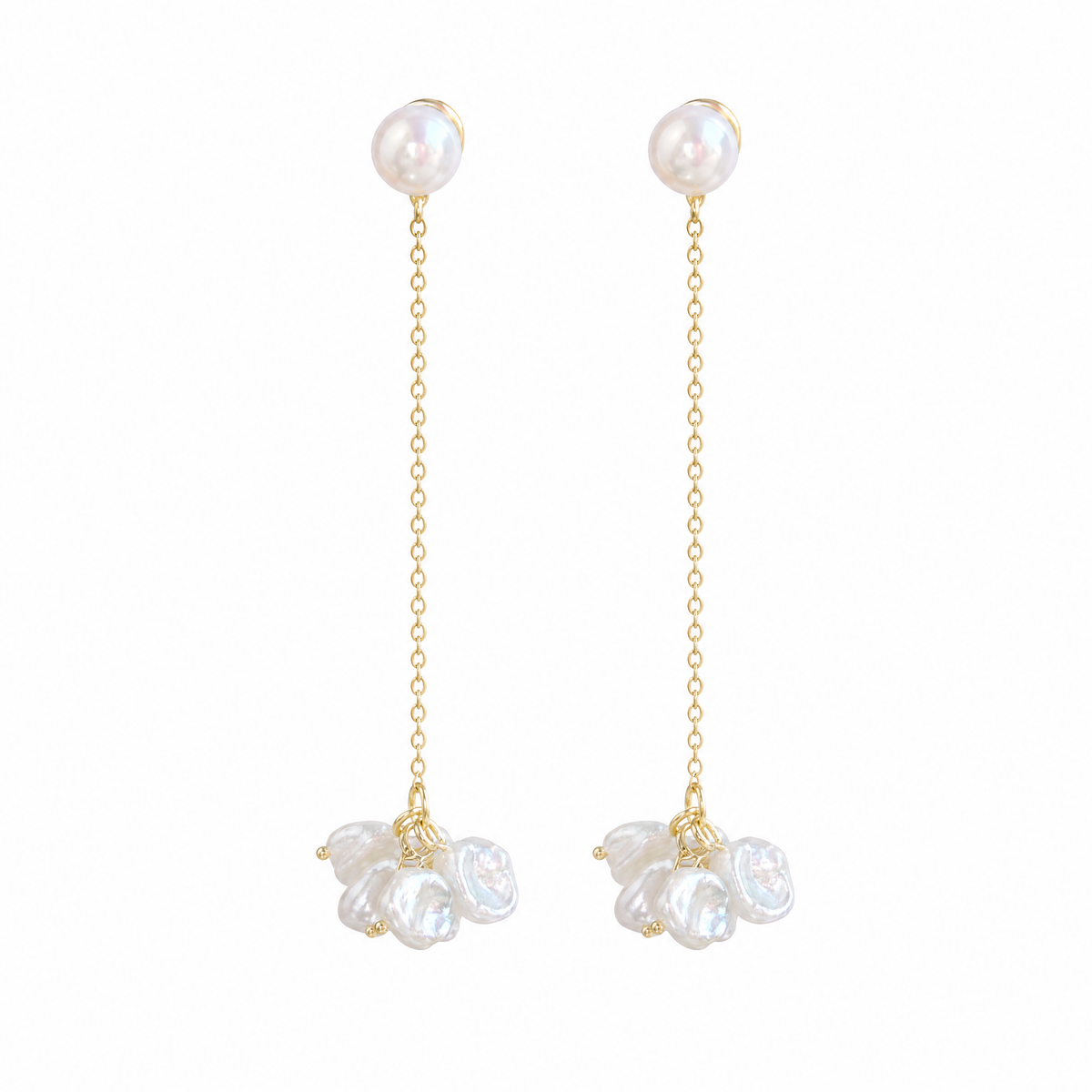 Petite Petal Pearl Drop Earrings