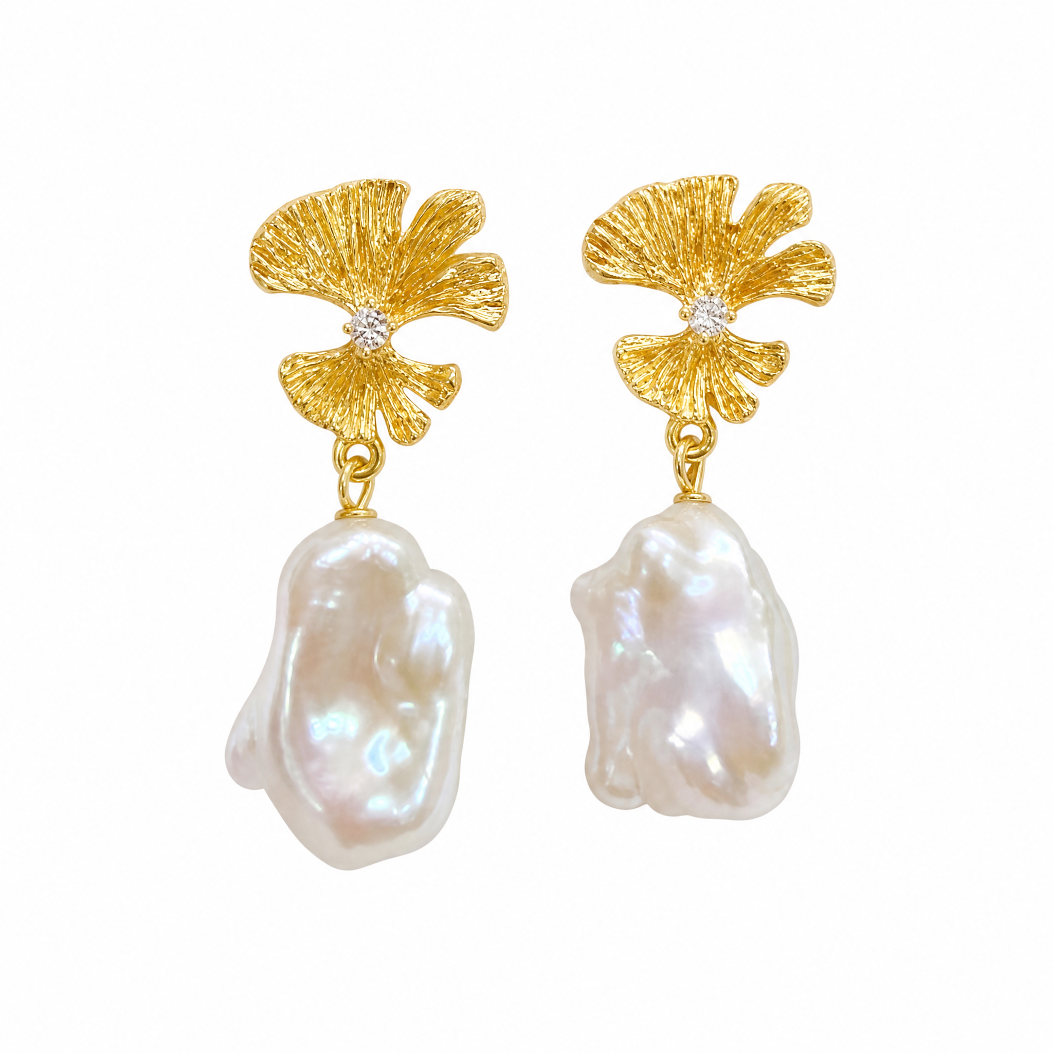 Ginkgo Baroque Pearl Drop Earrings
