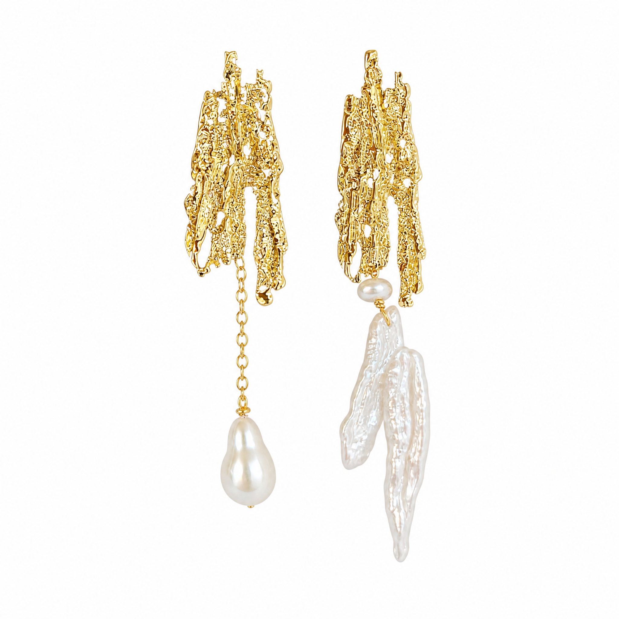 Rift Baroque Pearl Asymmetric Earrings