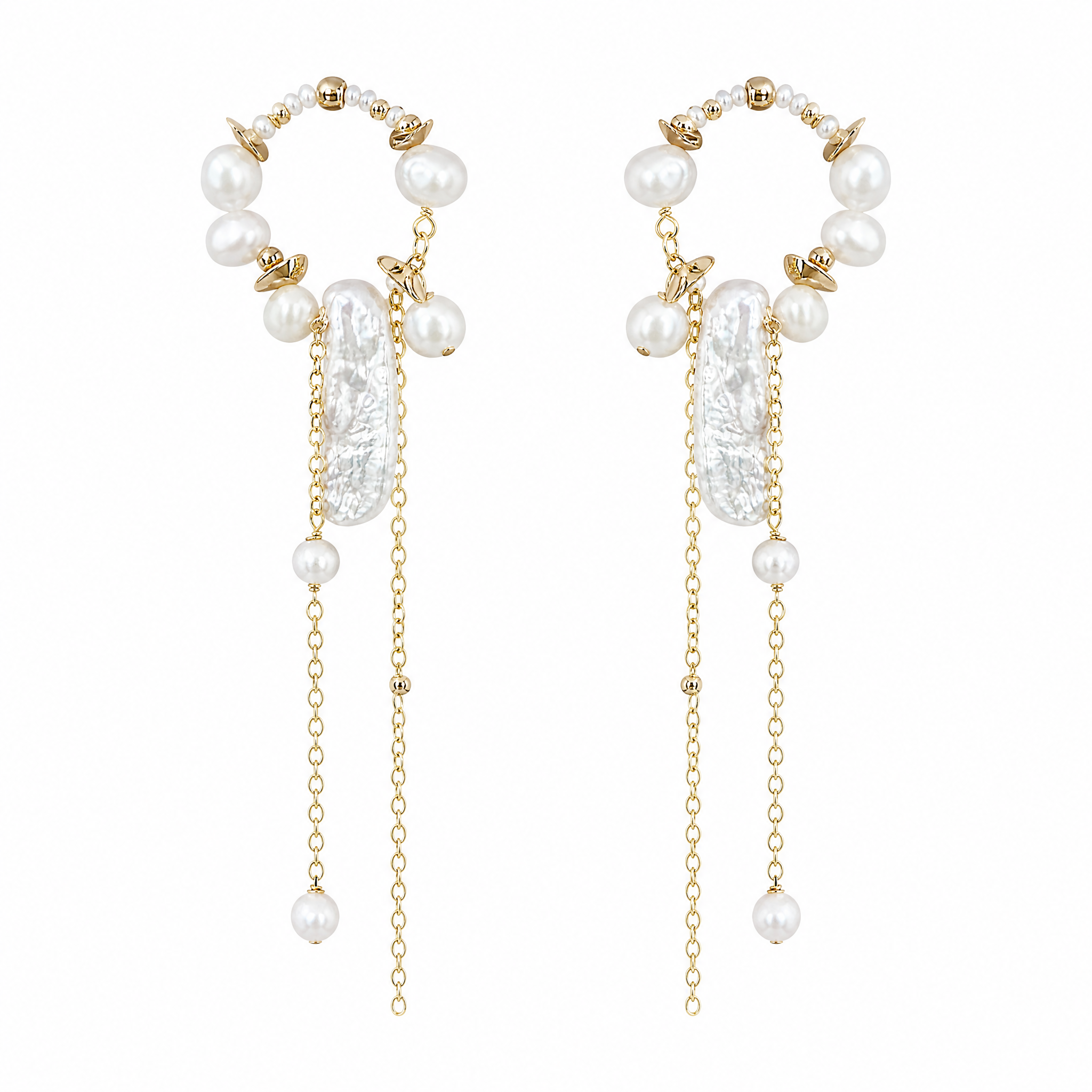 Celestial Drift Pearl Hoop Earrings
