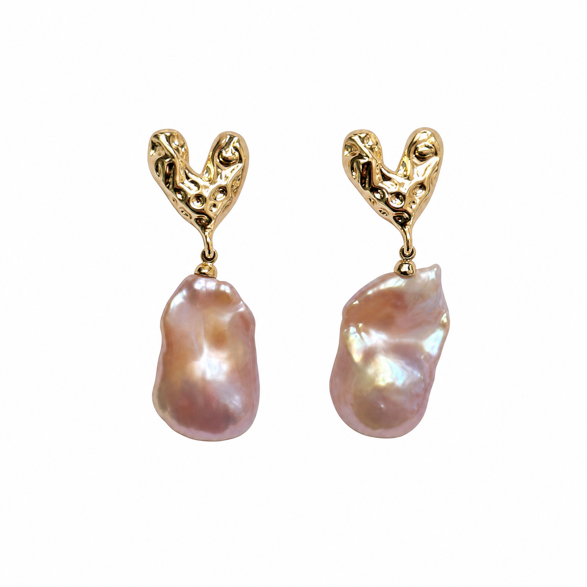 Rose Ember Baroque Pearl Drop Earrings