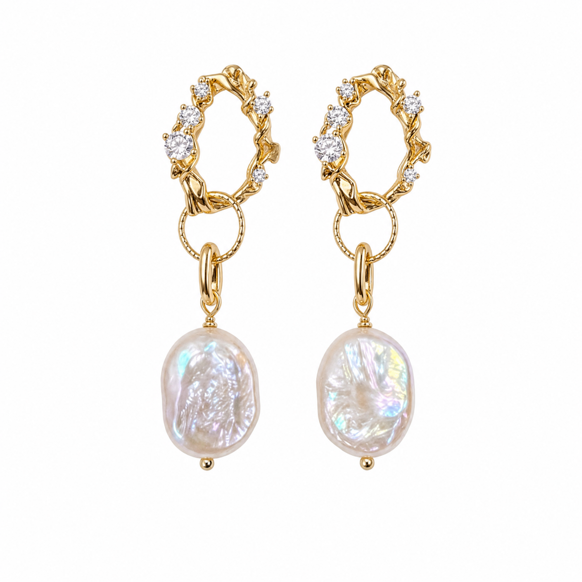 Aurora Loop Baroque Pearl Drop Earrings