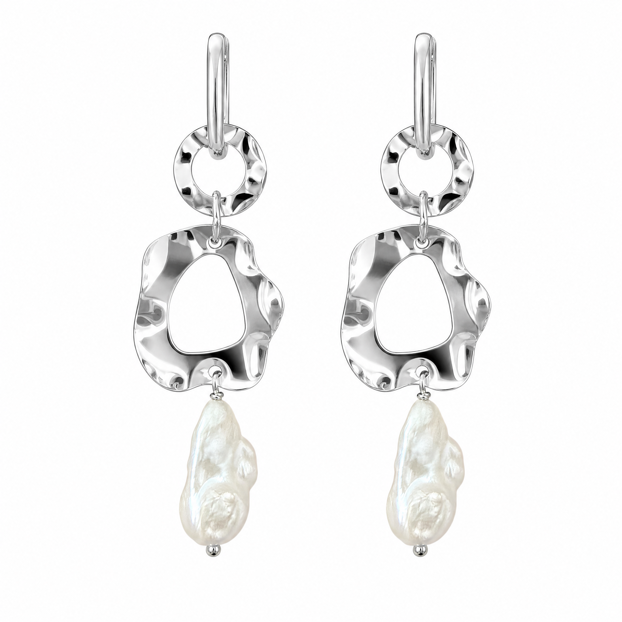 Rift Frame Baroque Pearl Drop Earrings