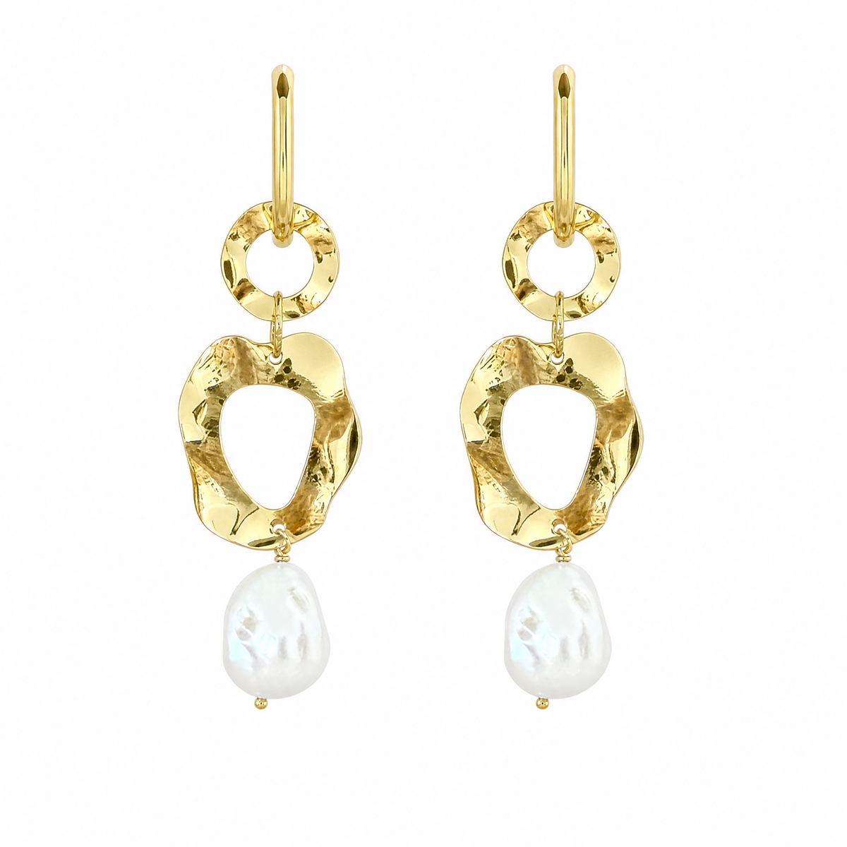 Rift Frame Baroque Pearl Drop Earrings