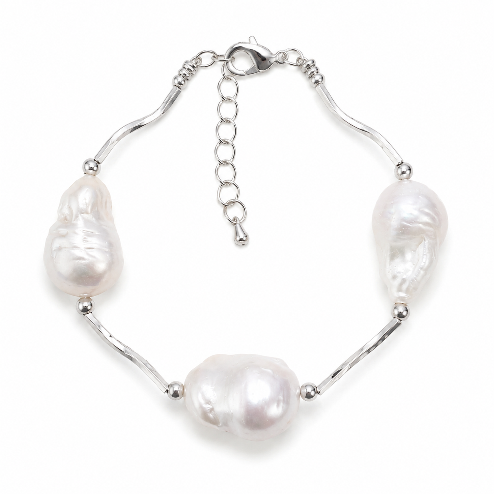 Silver Current Baroque Pearl Bracelet