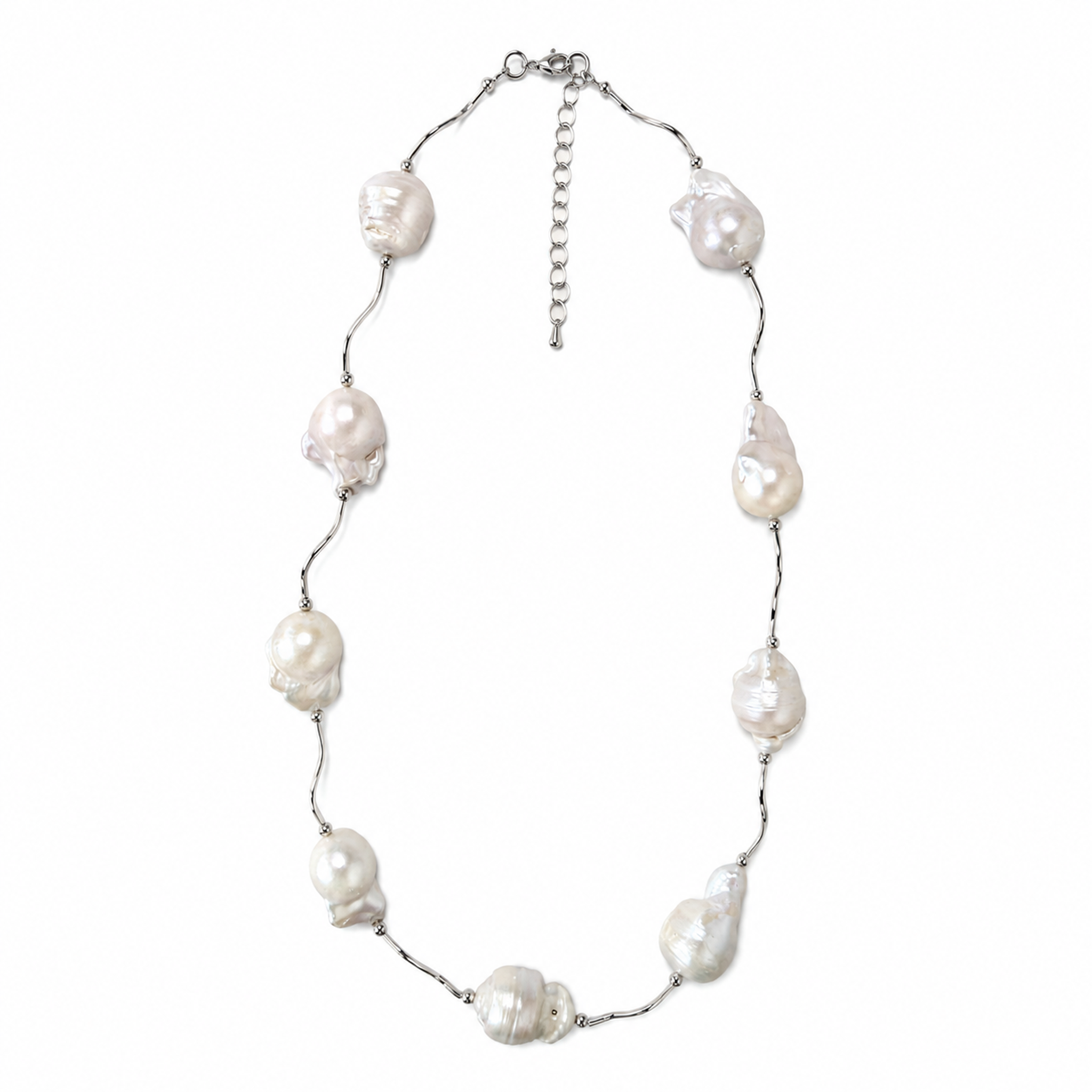 Silver Drift Baroque Pearl Necklace
