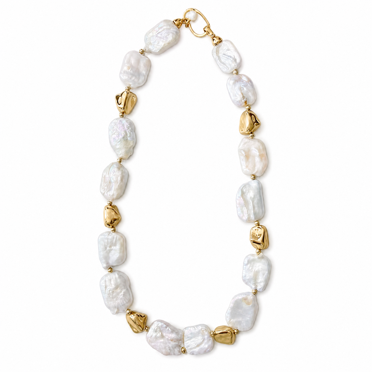 Gilded Stone Baroque Pearl Necklace