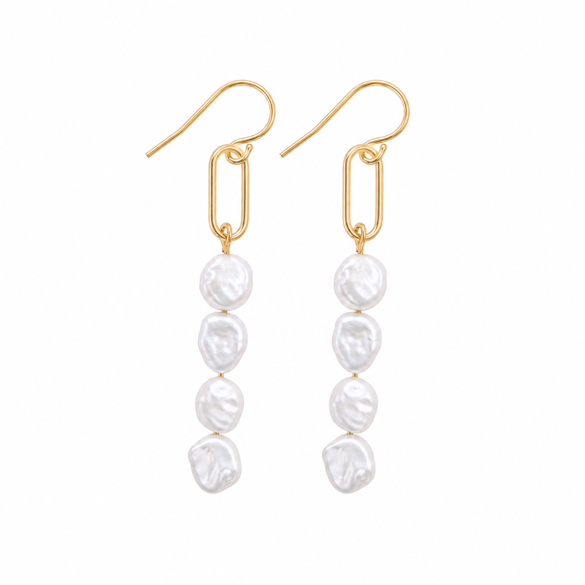 Linear Keshi Pearl Drop Earrings