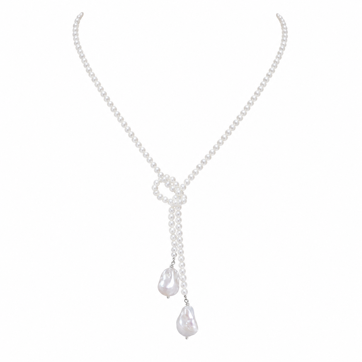 Lariat Knot Pearl Necklace