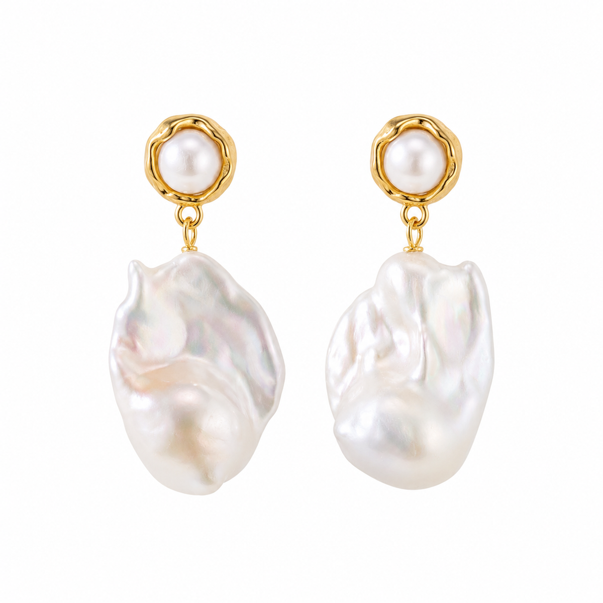 Gilded Bloom Baroque Pearl Drop Earrings