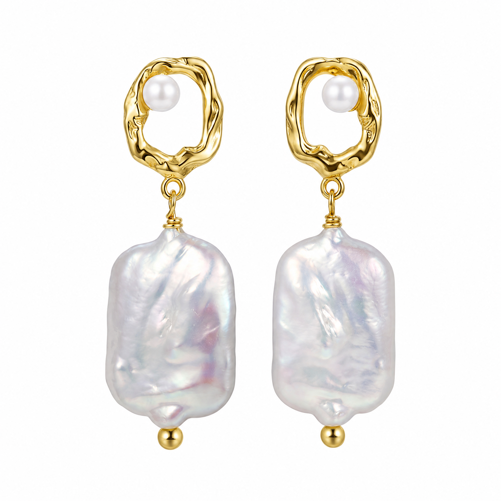 Gilded Frame Baroque Pearl Drop Earrings