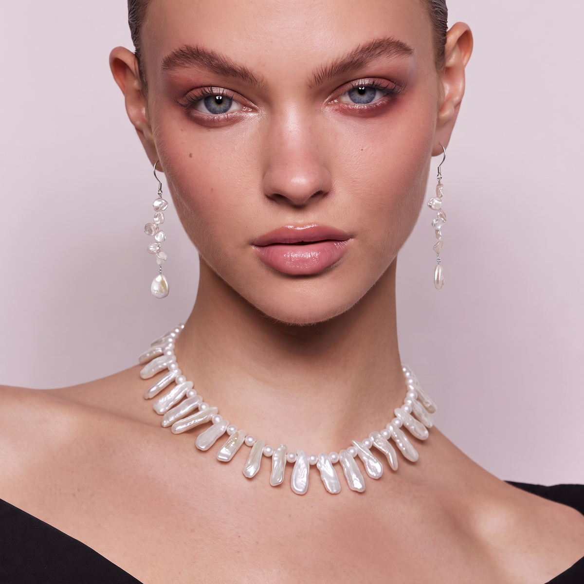 Fringe Keshi Baroque Pearl Necklace by ORAÉ — close-up shot