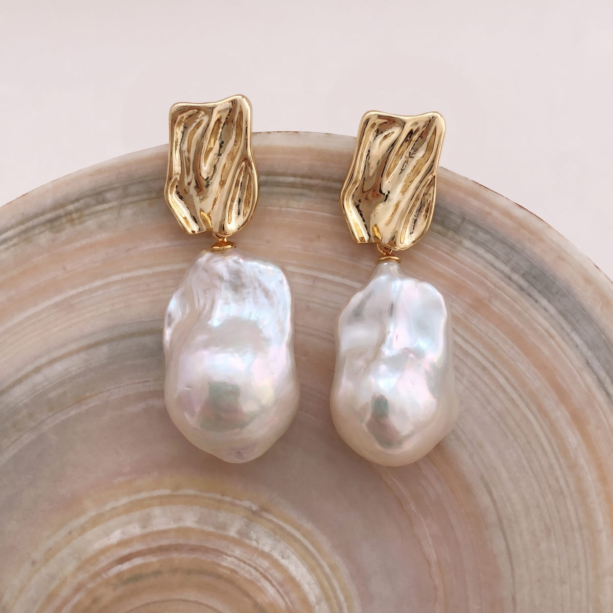 Sculptural Baroque Pearl Earrings