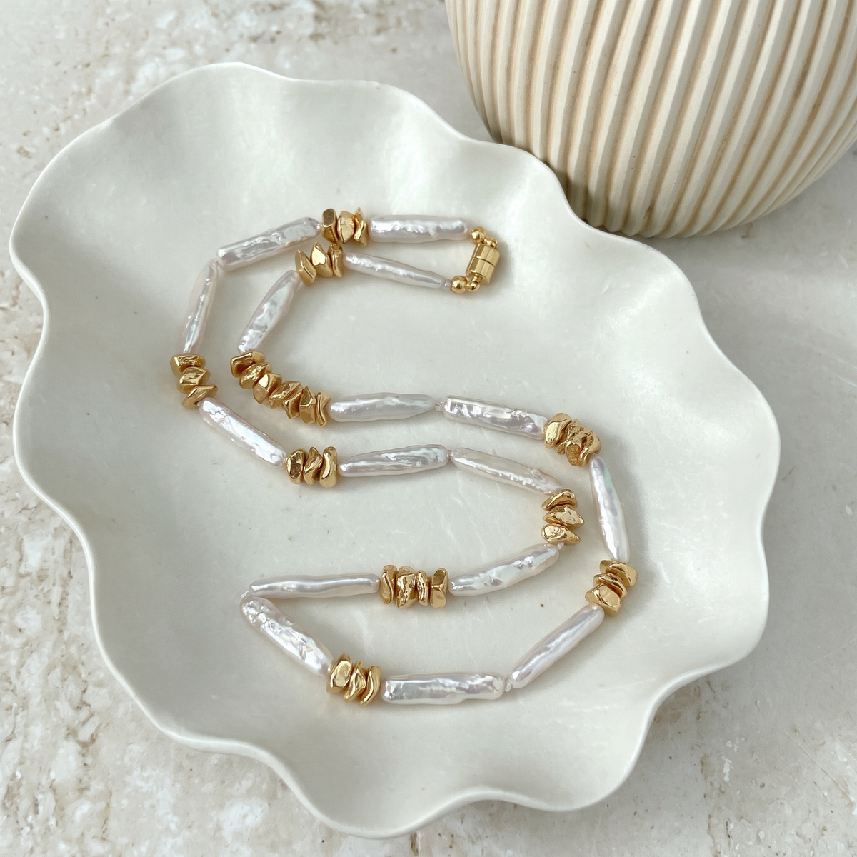 Solis Baroque Pearl Necklace by ORAÉ — close-up shot