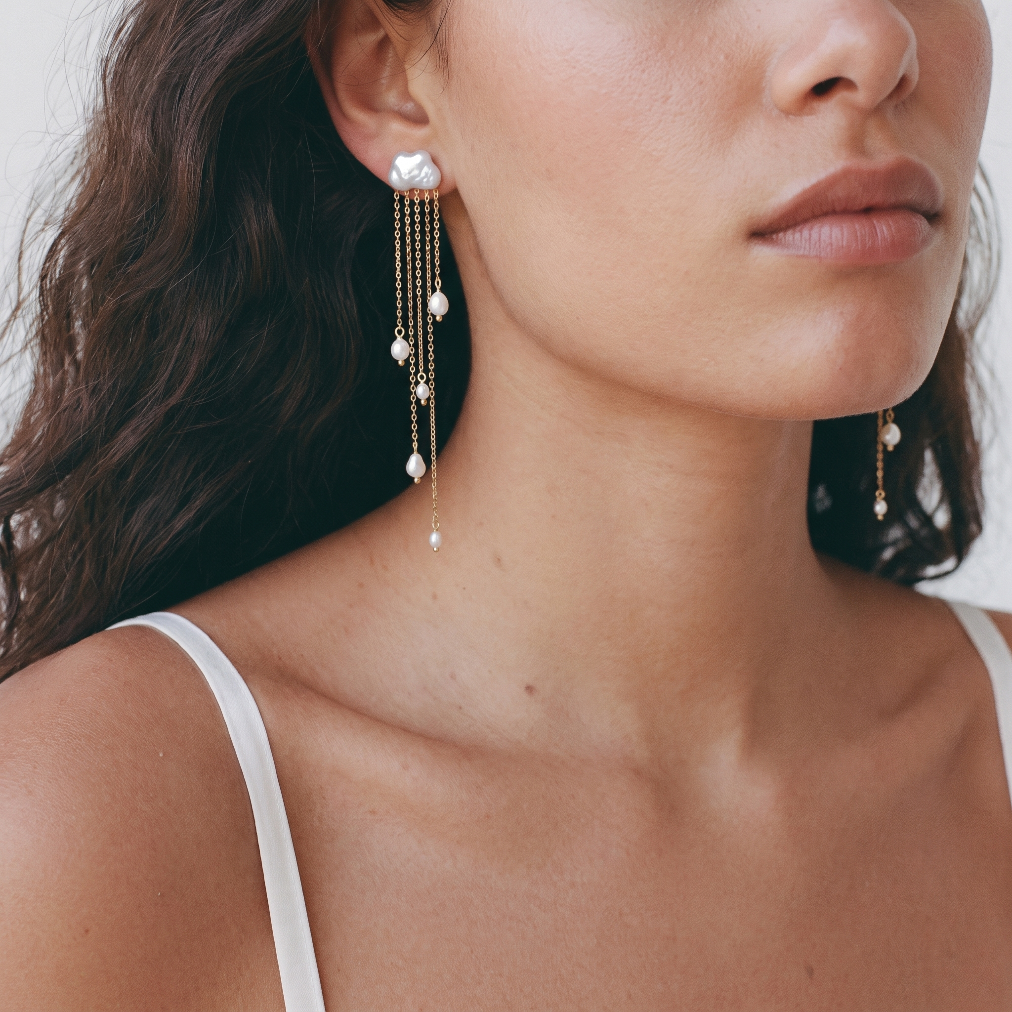Golden Rain Baroque Pearl Earrings