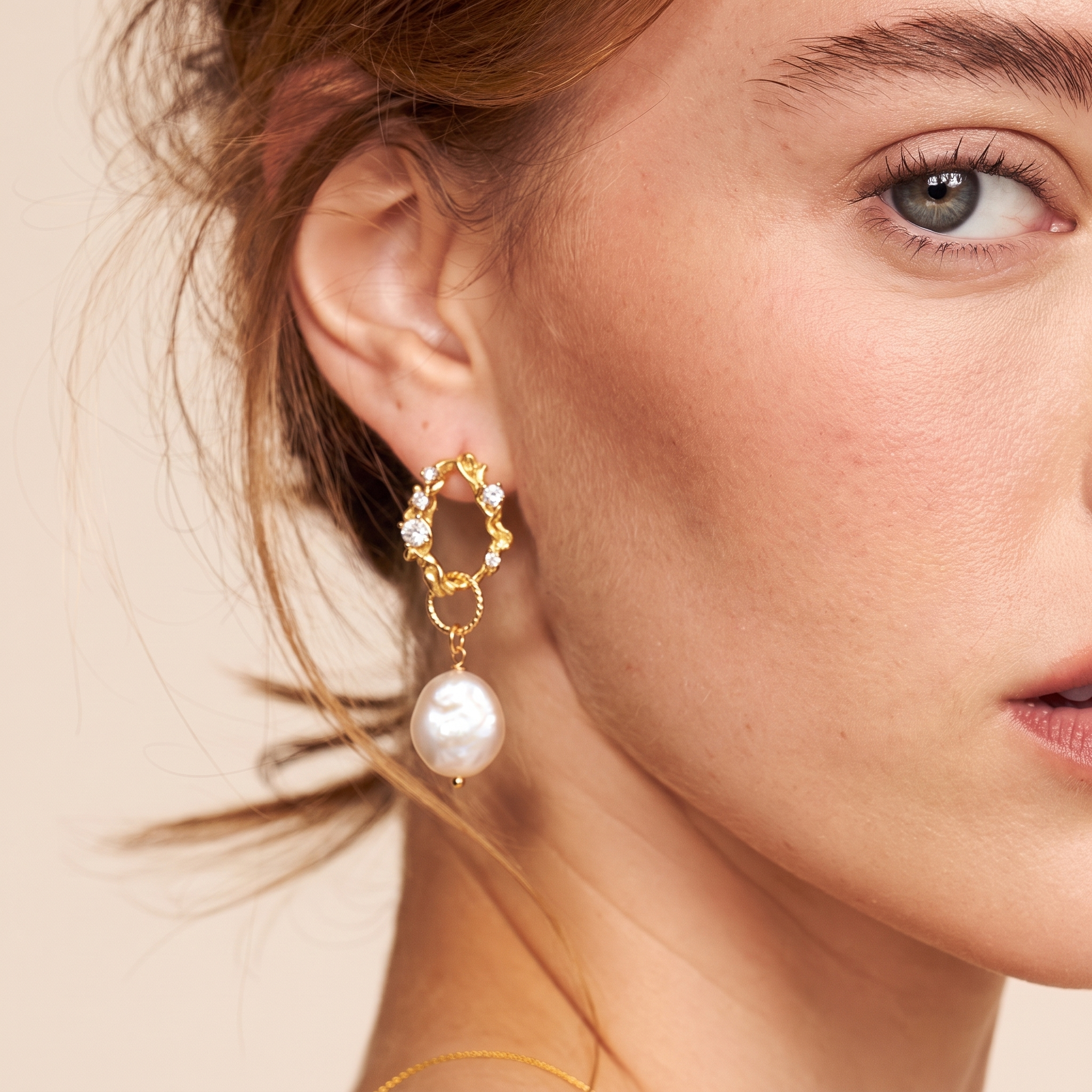 Aurora Loop Baroque Pearl Drop Earrings