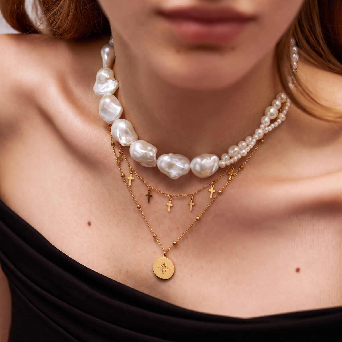 Étoile Layered Baroque Pearl Necklace