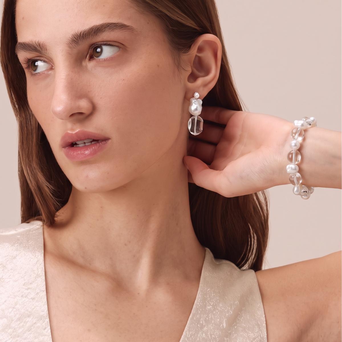 Frost Crystal Pearl Bracelet by ORAÉ — detail view