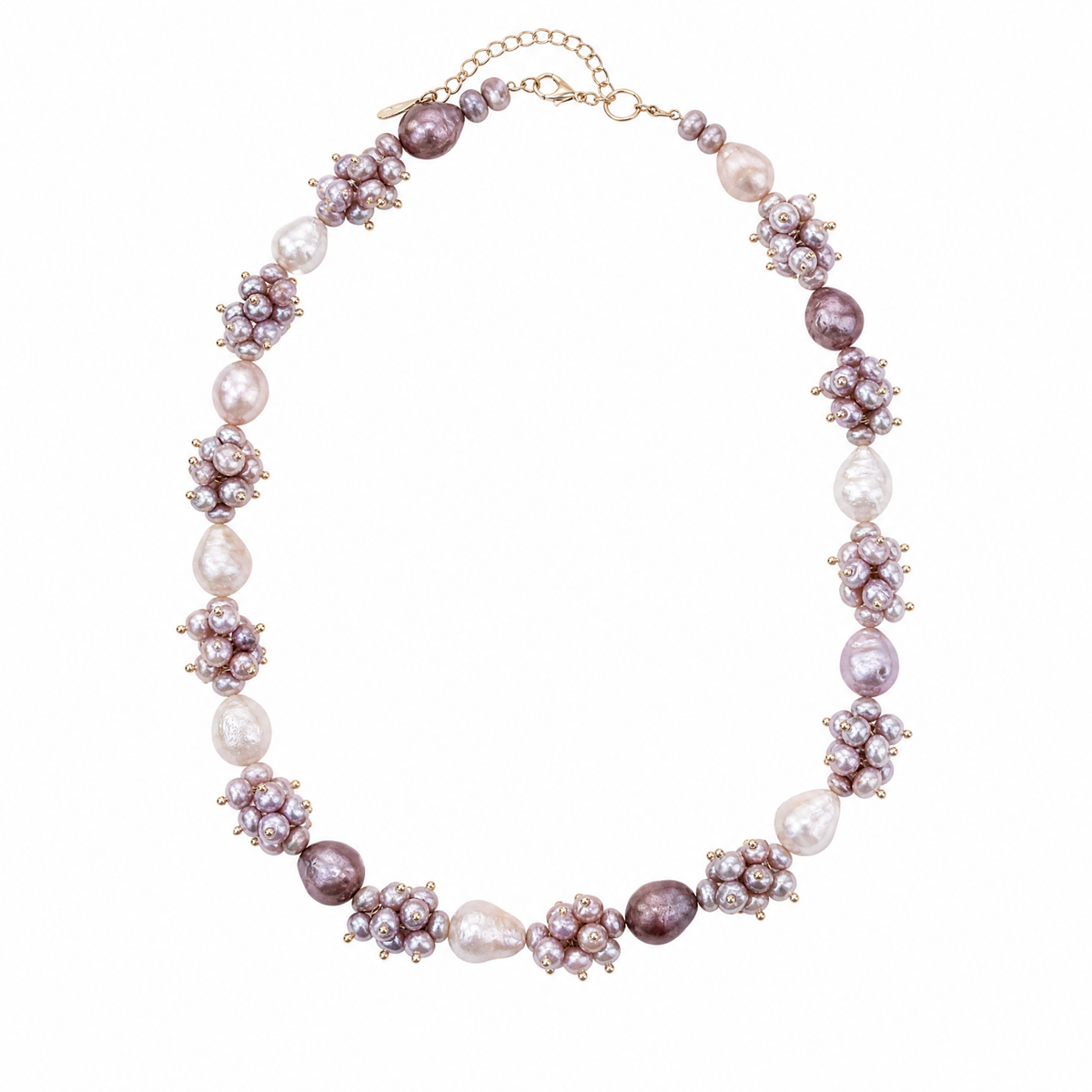 Mauve Cluster Baroque Pearl Necklace by ORAÉ — modern baroque pearl jewelry
