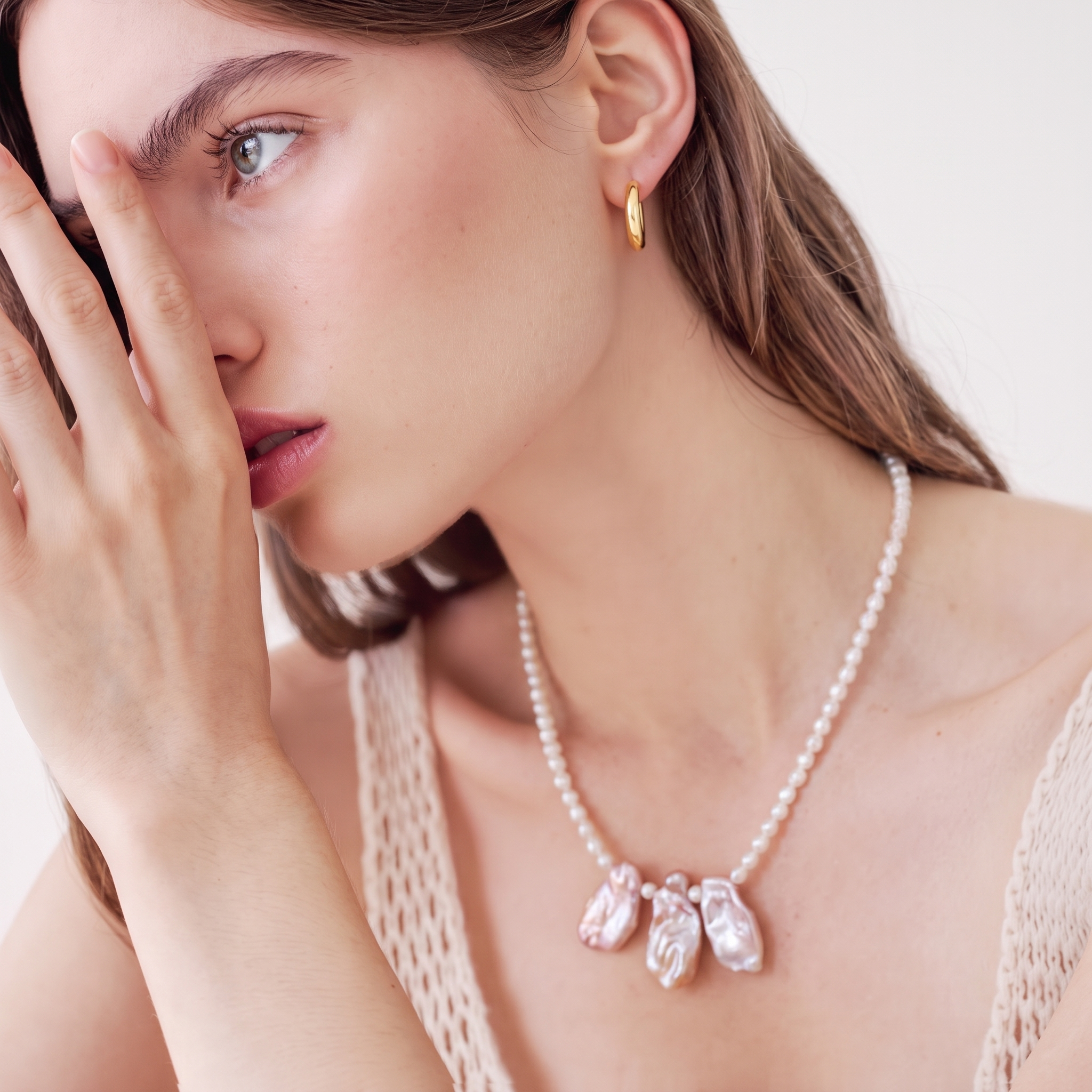 Blush Petal Baroque Pearl Necklace