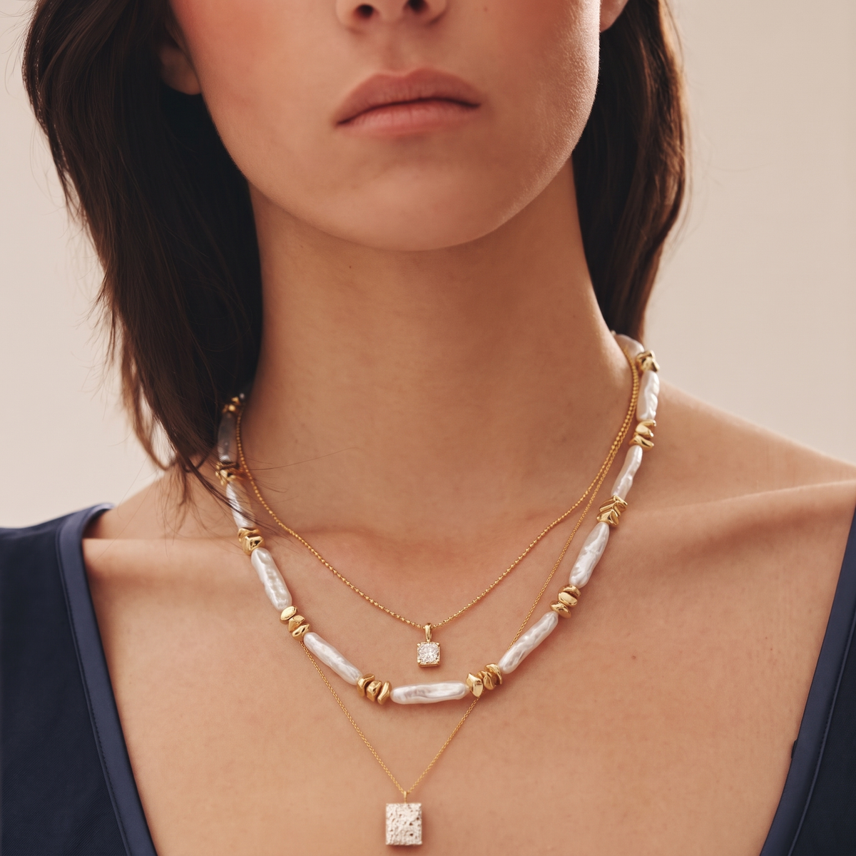 Solis Baroque Pearl Necklace by ORAÉ — detail view