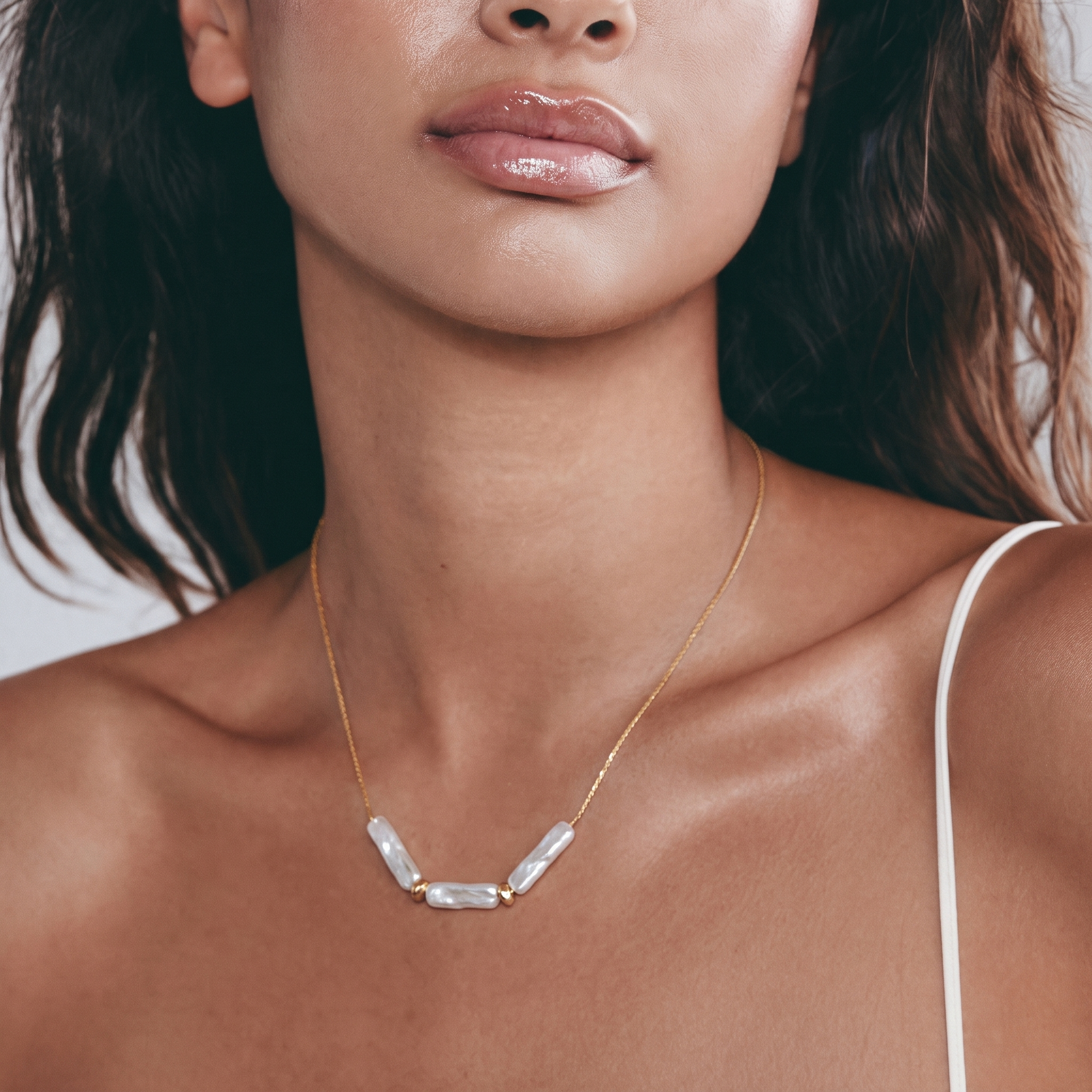 Collier perles linéaires Aster